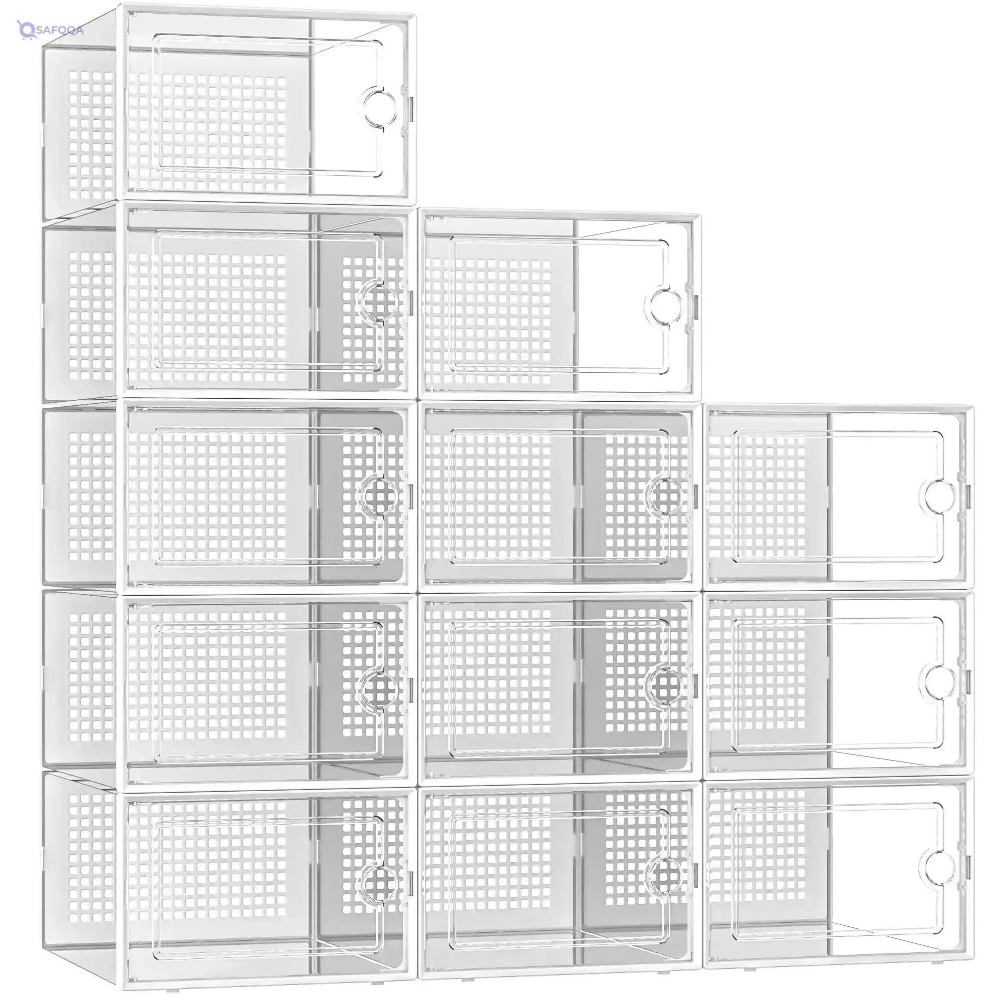 Kuject X-Large Shoe Storage Boxes – Clear Plastic, 12 Pack - Safqqa