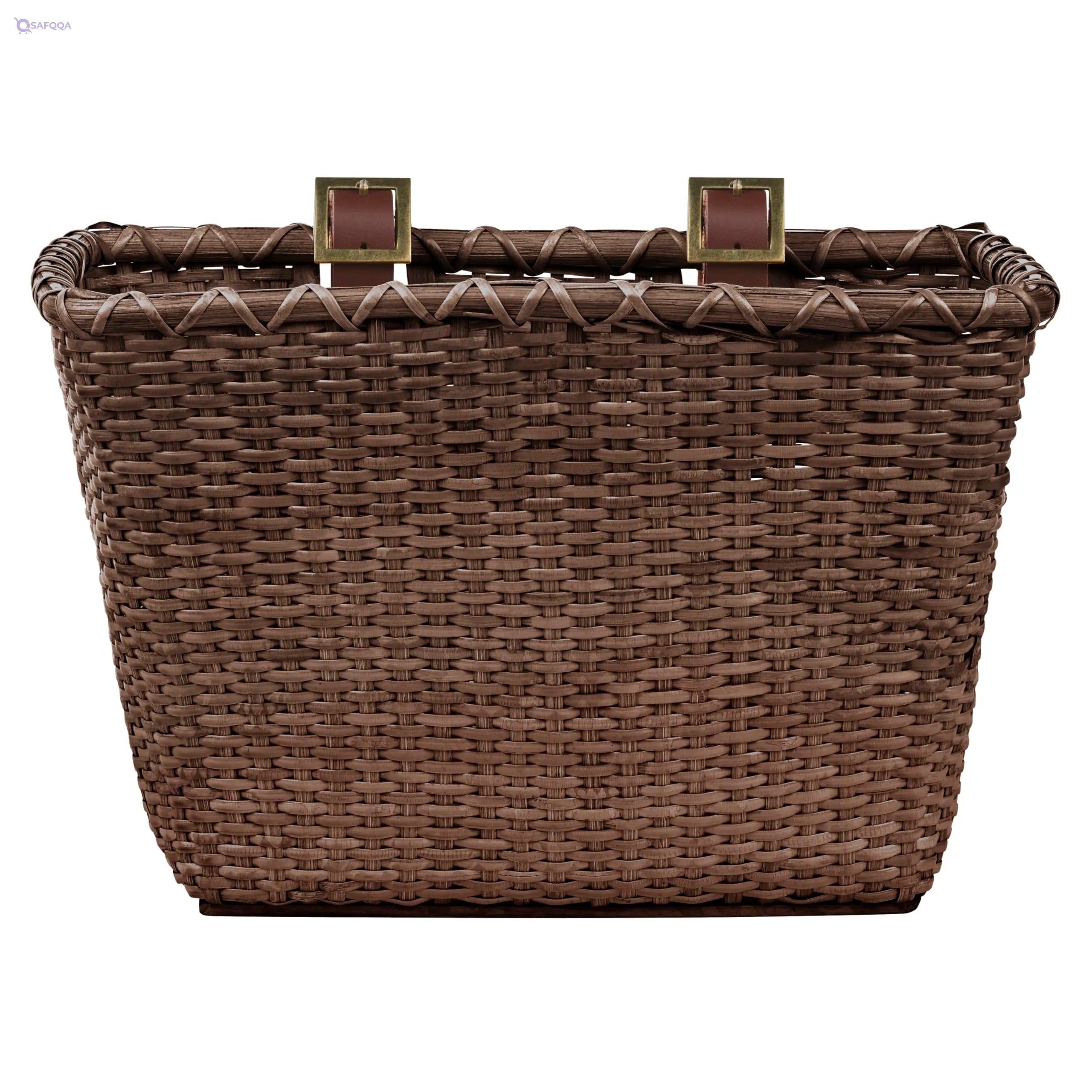 Retrospec Cane Woven Rectangular Toto Bicycle Basket – Leather Straps & Brass Buckles - Safqqa