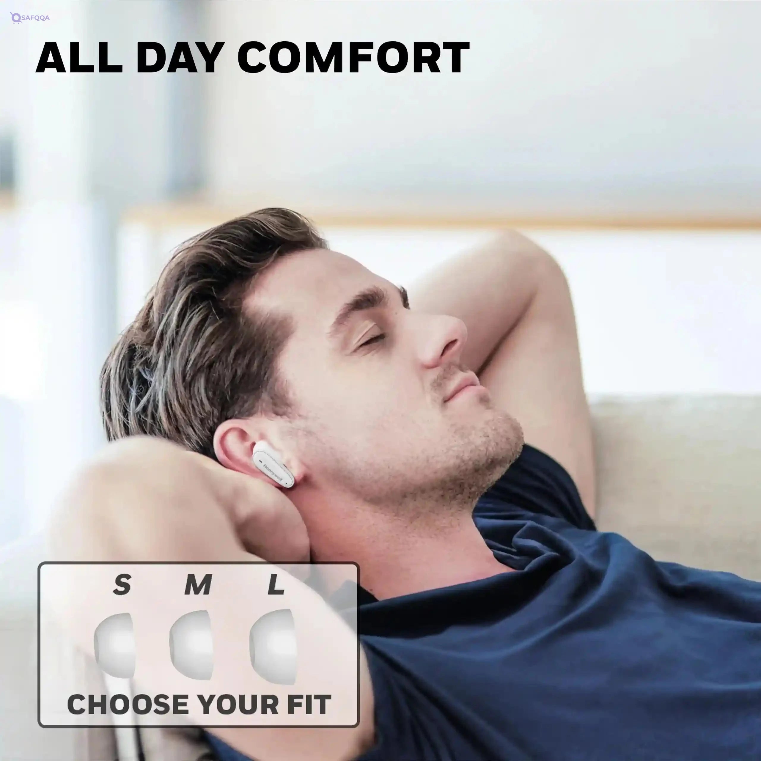 Honeywell  V1100, in-Ear True Wireless Stereo Earbuds with Digital Battery Display Case, Dual Microphones, Bluetooth V5.3, 31 Hours of Playtime, 100 Hours Stand-by, Fast Charging, White - Safqqa