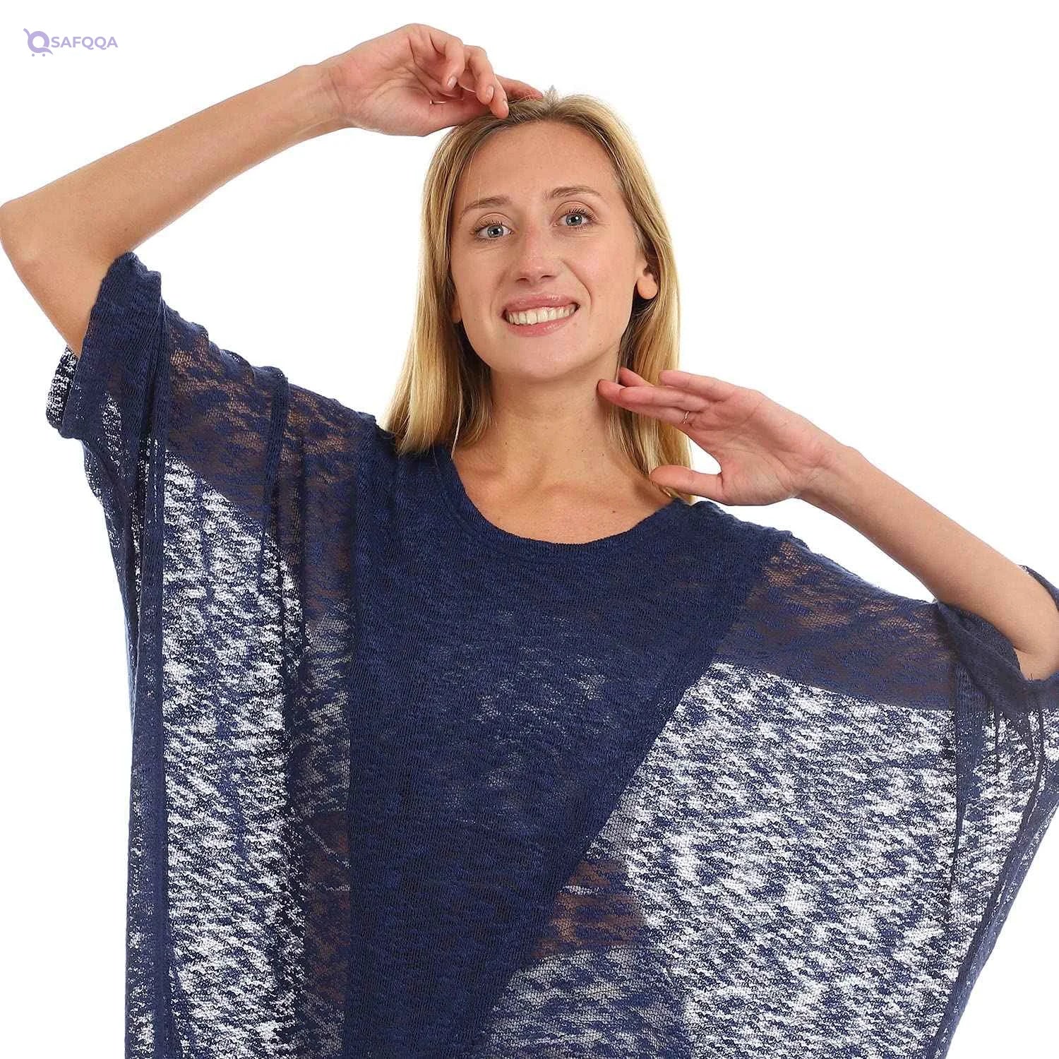 JAMILA Front Slit Wide Round Neck Cover Up Cardigan For Women,Soft, breathable, and lightweight fabric for all-day comfort. - Safqqa