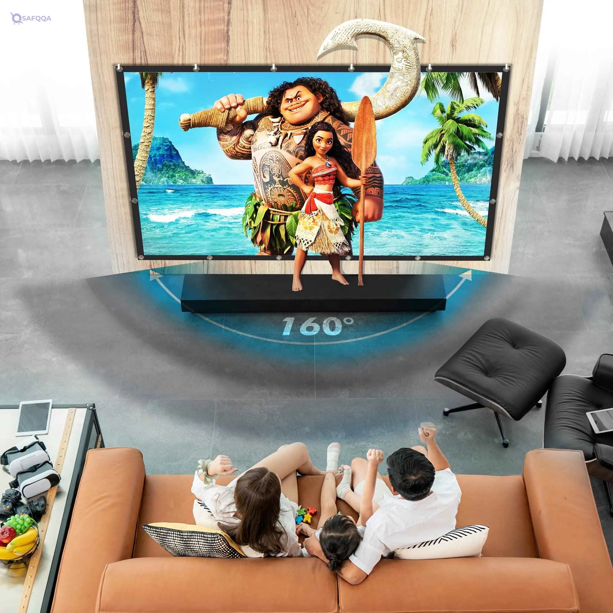 Pyle Foldable Portable Projector Screen - 120" 16:9 HD 4K Lightweight Indoor Outdoor Anti-Crease Movie Projection Display - for Home Theater, Party, Office, Classroom - Safqqa