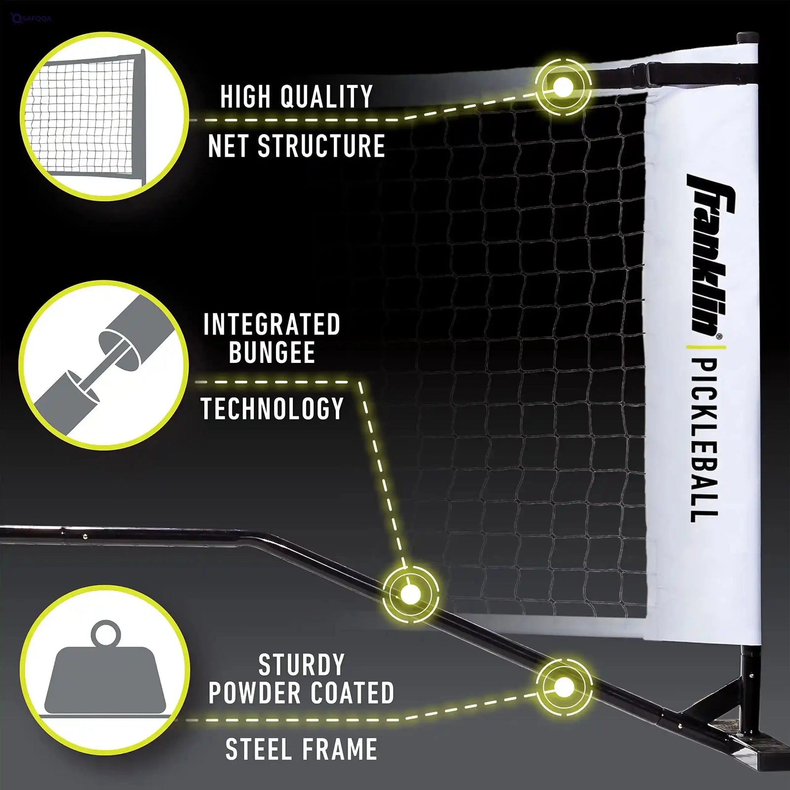 Franklin Sports Pickleball Net - Portable Outdoor 22' Foot Official Regulation Size Court System With Travel Bag - Safqqa