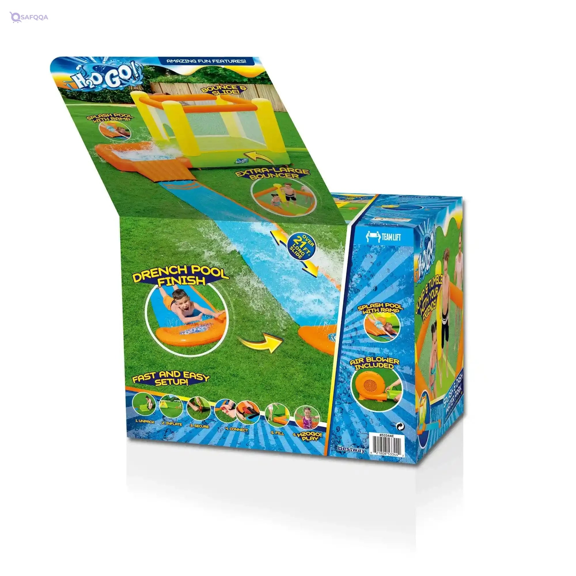 Bestway H2OGO! Kids Inflatable Outdoor Bounce House and Water Slide Park - Safqqa