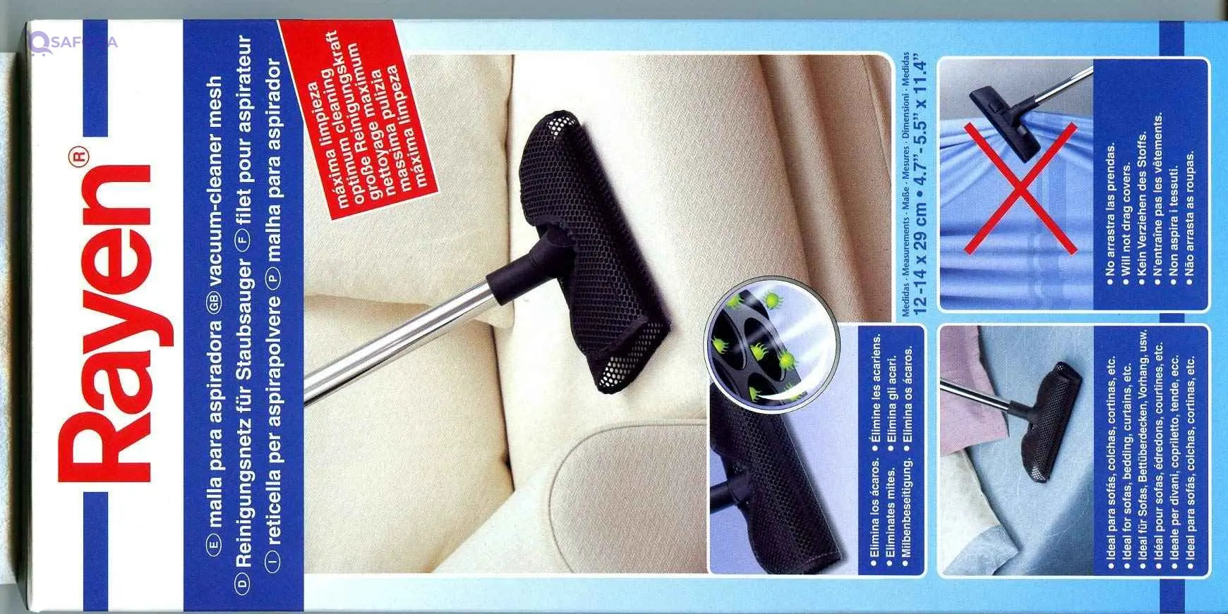 Rayen 6039 Vacuum Cleaner Mesh, Ideal for Sofas Beddings Curtains, Will not Drag Covers, 12-14 x 29 cm, Black (Made in Spain) - Safqqa