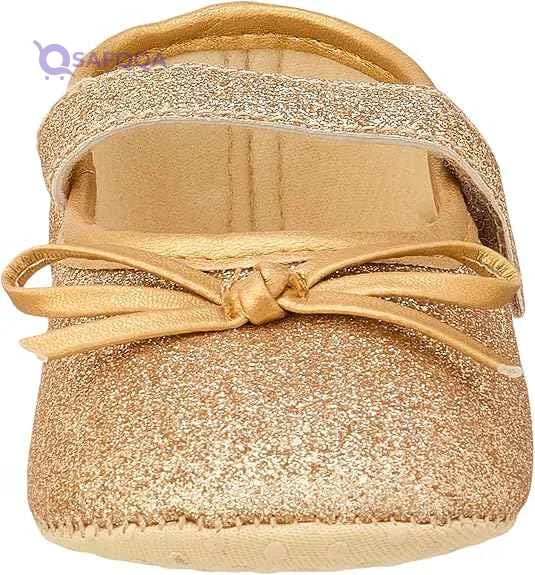 Mix & Max Girls' Two-Tone Metallic Bow-Detail Mary Jane Shoes - Safqqa Egypt