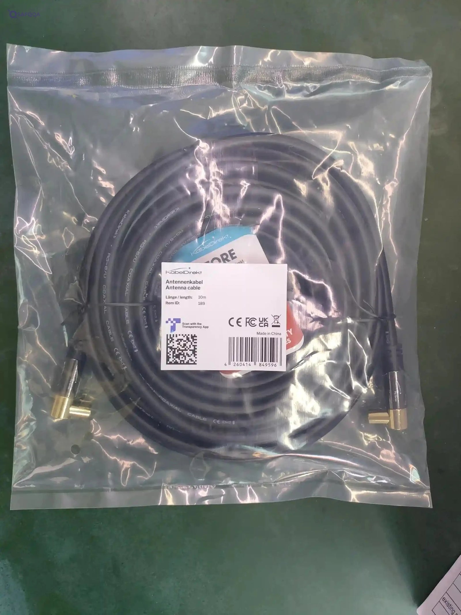 KabelDirekt 189 10m Coaxial Aerial/Antenna Cable with angle 90 ° (Male to Female, 75 Ohm, for TV, HDTV, radio,PRO Series black - Safqqa