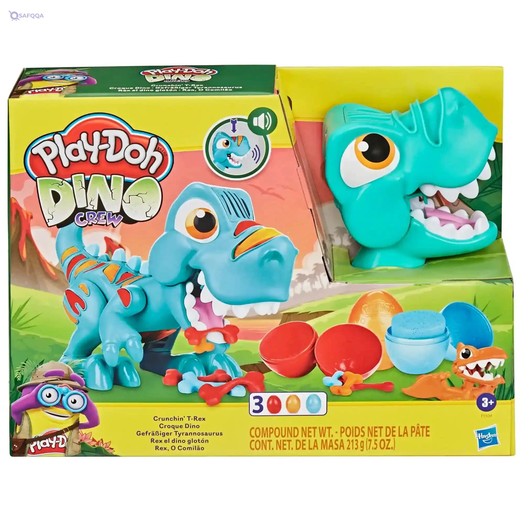 Play-Doh Dino Crew Crunchin' T-Rex Toy for Kids 3 Years and Up with Funny Dinosaur Sounds and 3 Eggs, 2.5 Ounces Each, - Safqqa Egypt