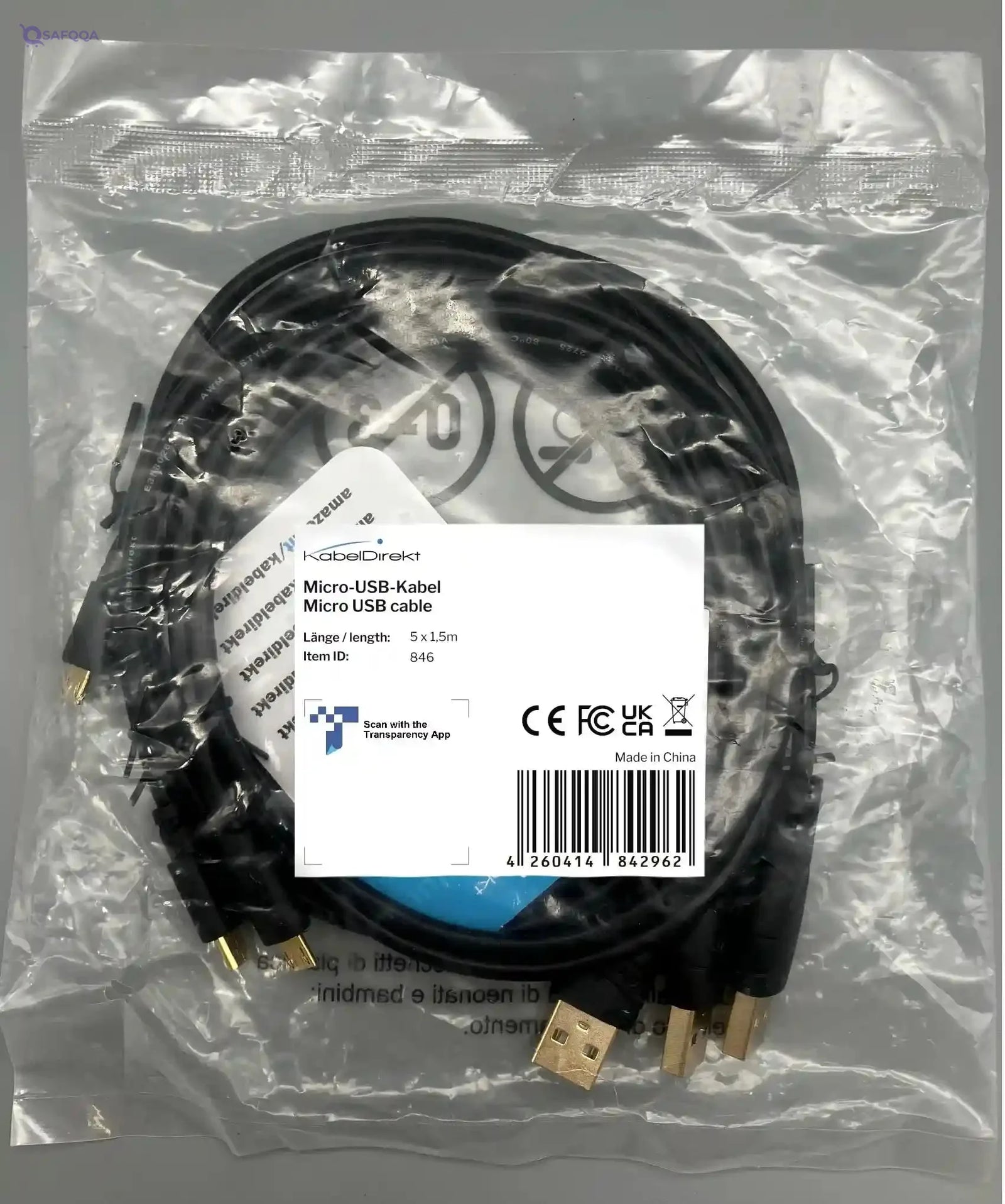 KabelDirekt – 3 x 1.5m Micro USB Cable (USB 2.0, Synch & Charge Cable, black) TOP Series - Safqqa Egypt