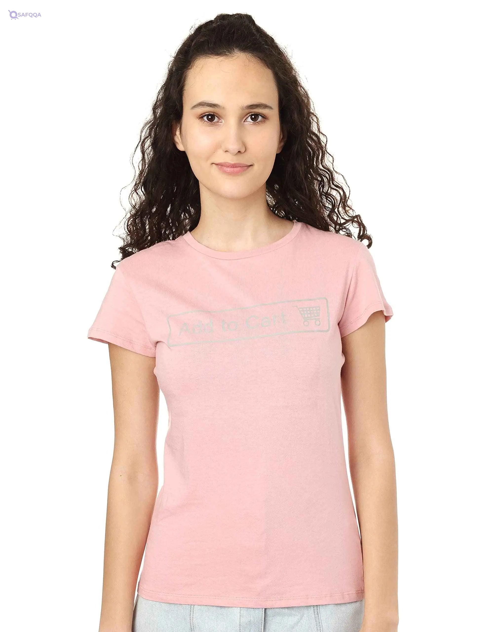Splash Front Print Short Sleeves Cotton T-Shirt for Women - Safqqa Egypt