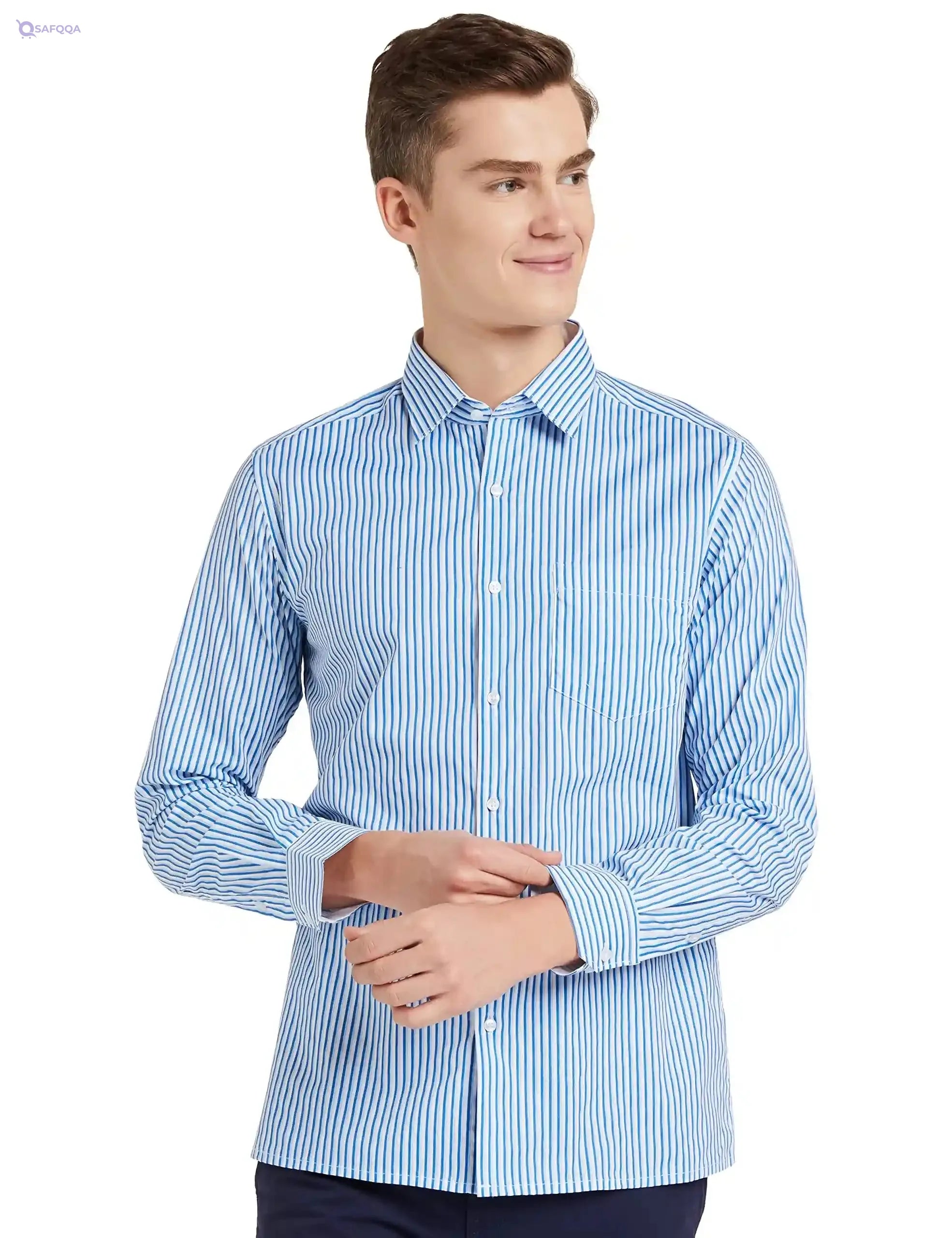 Diverse Men's Striped Regular Fit Cotton Formal Shirt - Safqqa Egypt