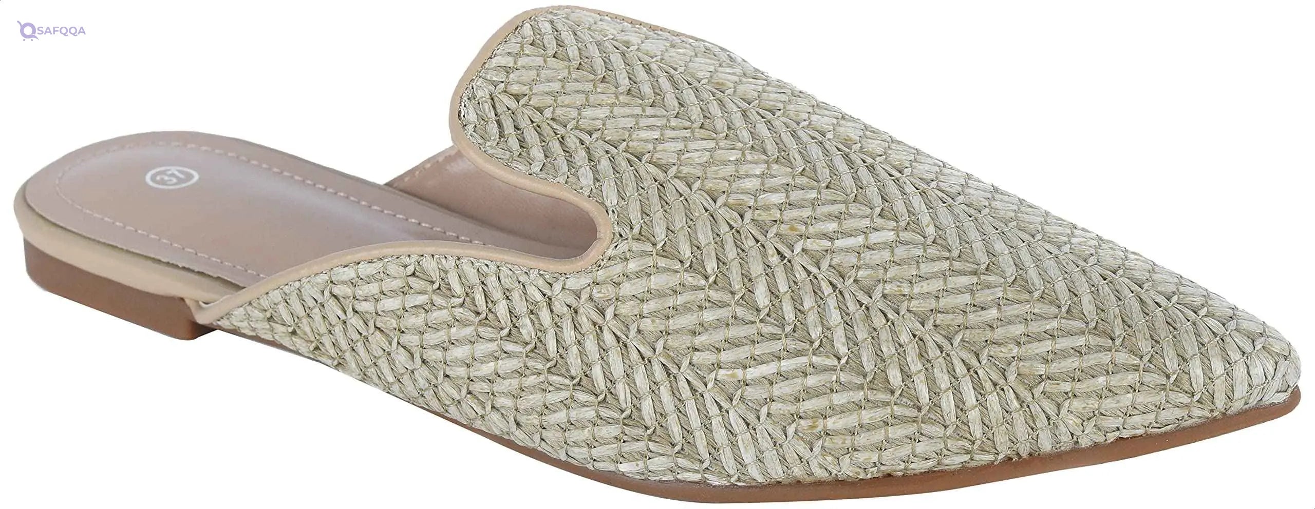 Pixi Straw Pointed-Toe Flat Mules for Women - Safqqa Egypt