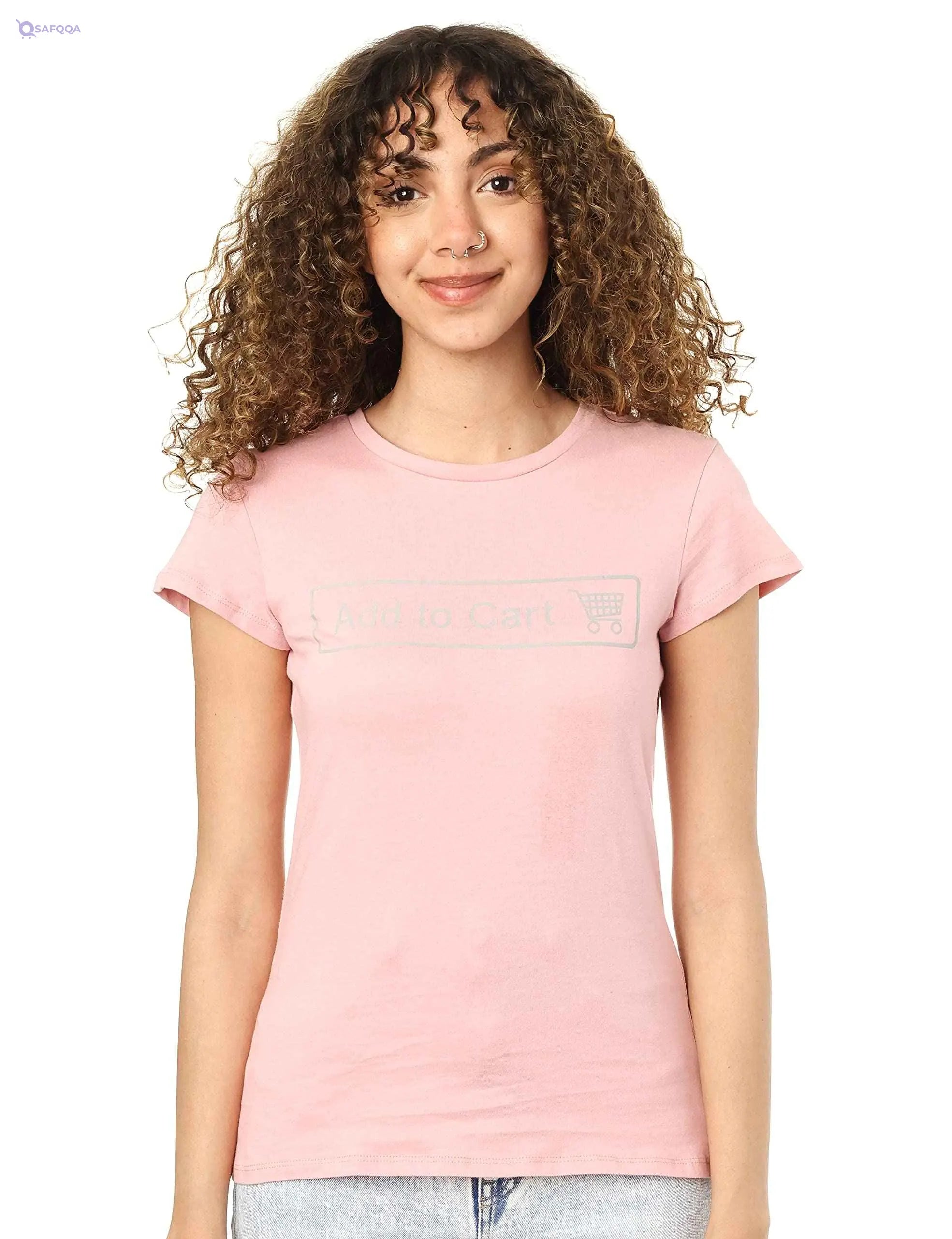Splash Front Print Short SLeeves Cotton T-Shirt for Women - Safqqa Egypt