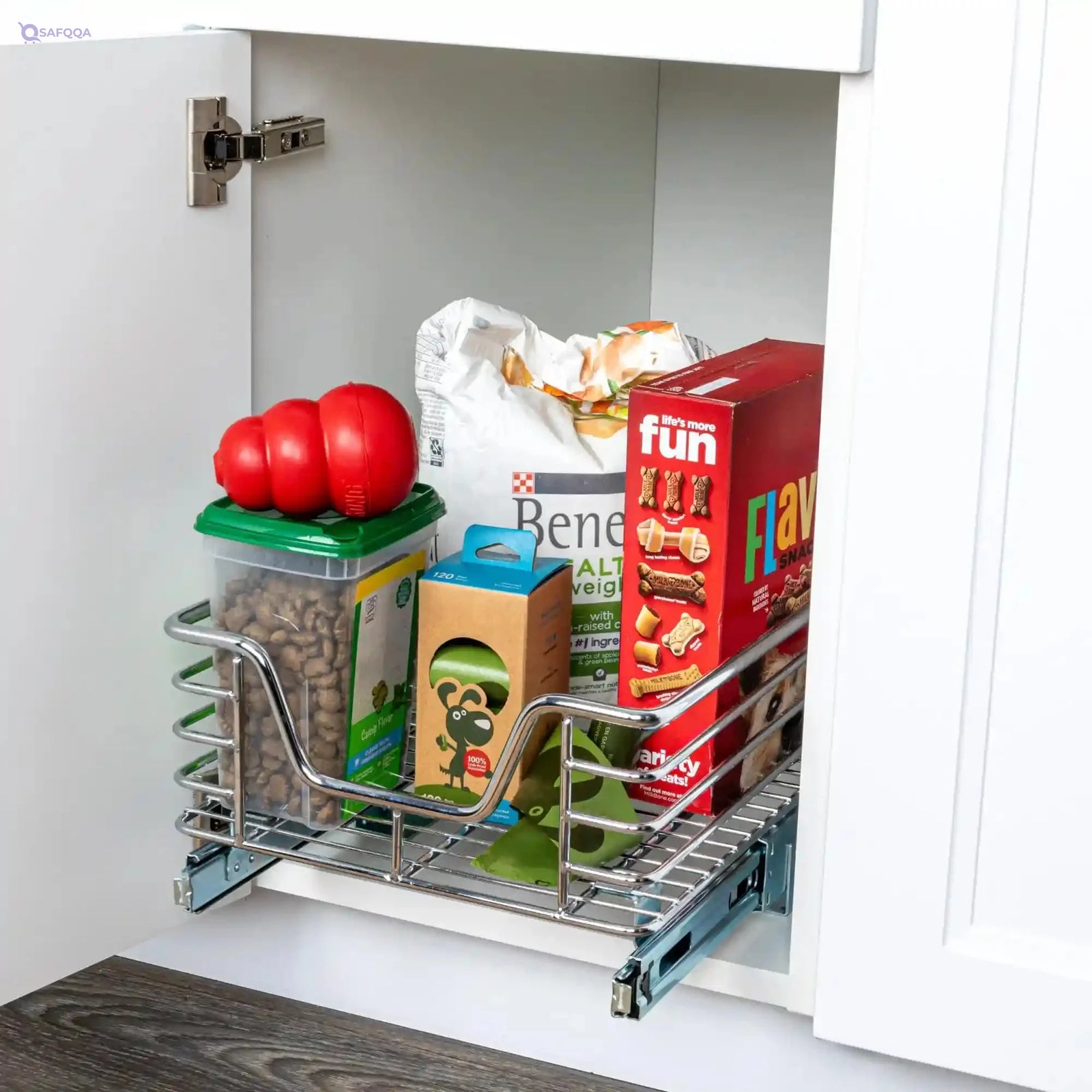 Household Essentials C1217-1 Glidez Sliding Organizer - Pull Out Cabinet Shelf - Chrome - 11.5 Inches Wide - Safqqa