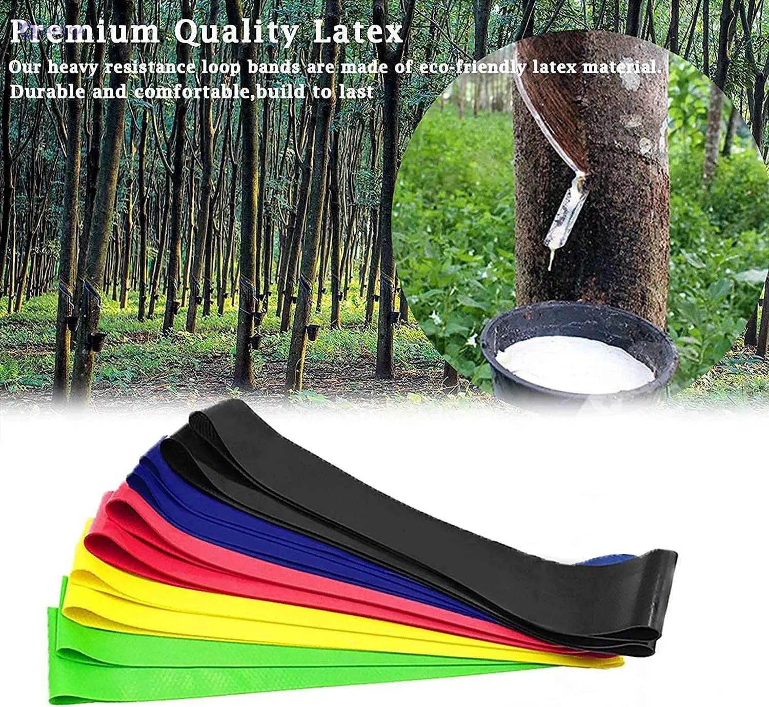 Generic 5PCS 100% Original Latex Resistance Bands: 5 Levels (10-35 lbs) - Medium Tension, Multicolour - Fitness, Cross Fit, Yoga, Exercise, Physical Therapy - Safqqa