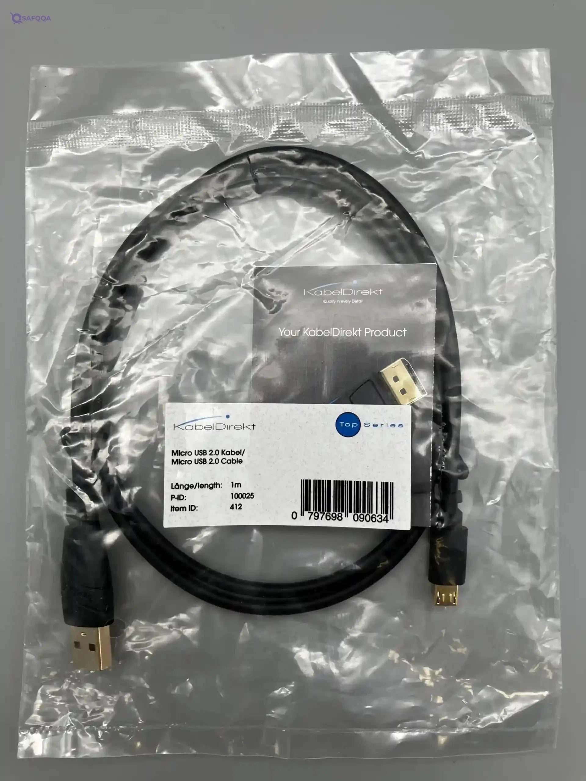 KabelDirekt 845 1m Micro USB Cable (USB 2.0, Sync & Charge Cable) TOP Series - Pack of 5 - Black - Safqqa Egypt