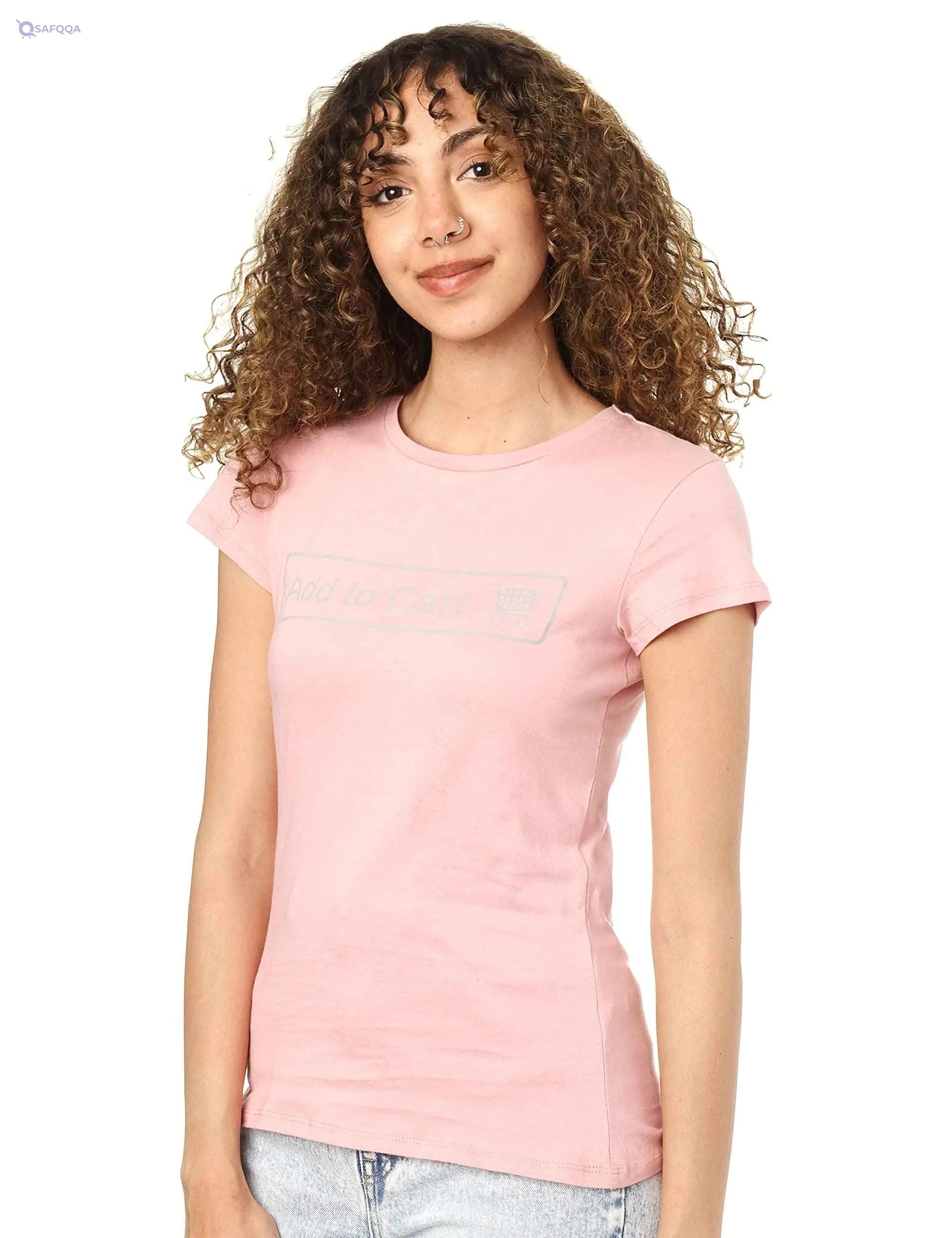 Splash Front Print Short SLeeves Cotton T-Shirt for Women - Safqqa Egypt