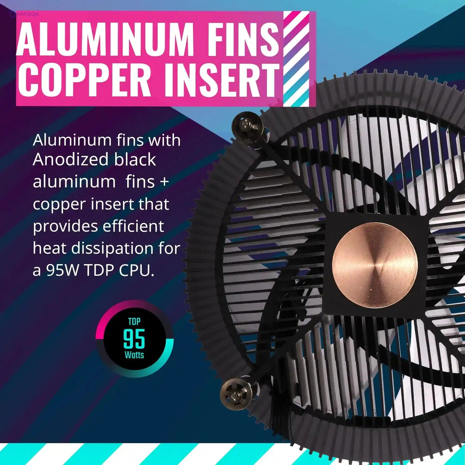 Cooler Master i71C RGB Intel Low Profile CPU Air Cooler, Anodized Black Aluminum Fins, Copper Insert Base, MF120 RGB 4 Pin Lighting Fan for Intel LGA1151, RR-I71C-20PC-R1, Copper Base - Safqqa