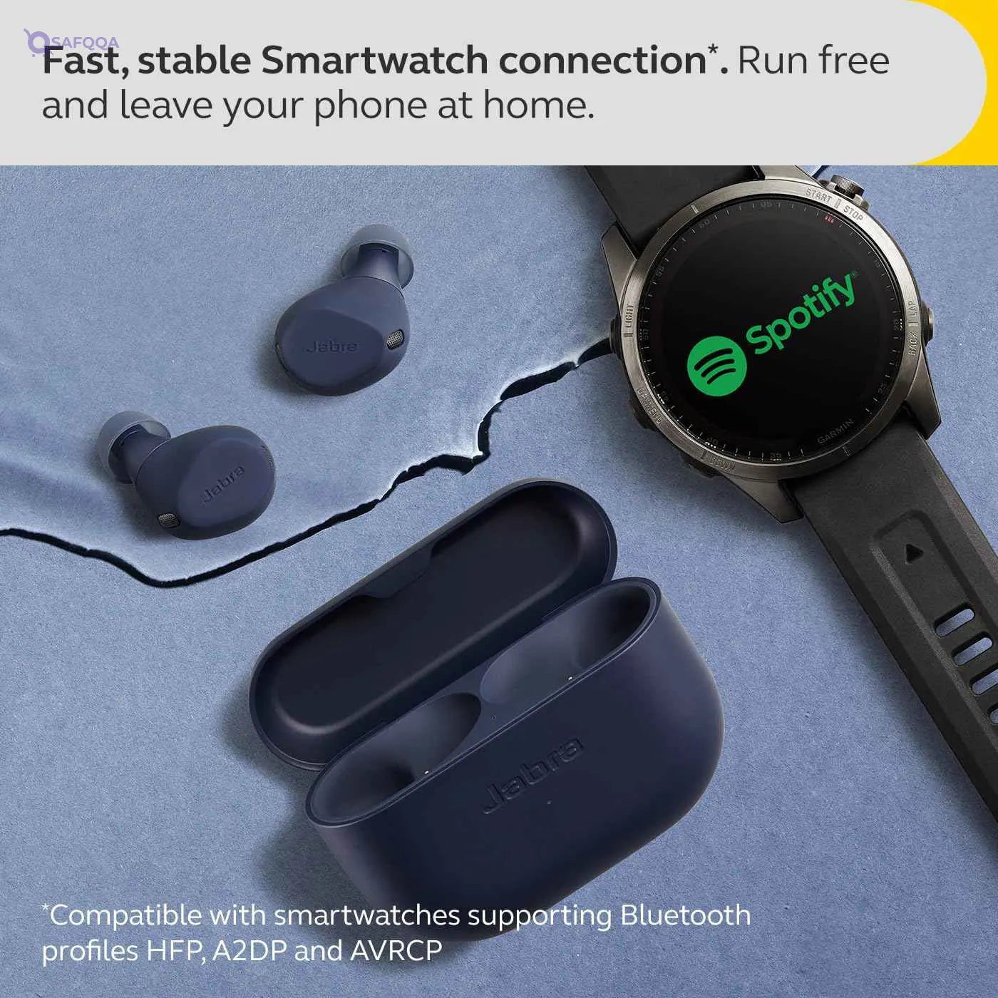 Jabra Elite 8 Active True Wireless Earbuds – Bluetooth Sports Earbuds with Secure in-Ear Fit for All-Day Comfort - Military Grade Durability, Active Noise Cancellation, Dolby Surround Sound - Navy - Safqqa