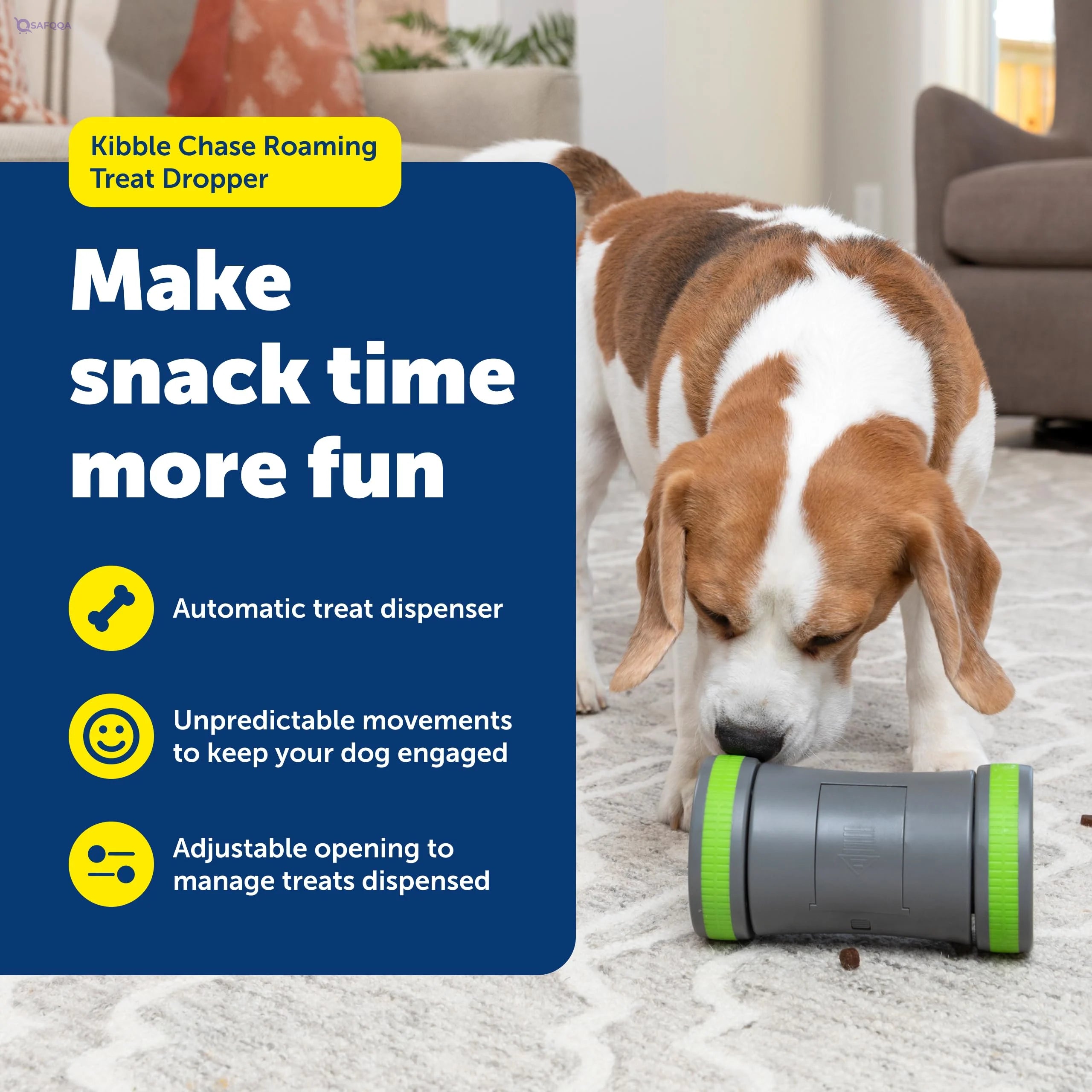 PetSafe Kibble Chase Interactive Dog Toy – Electronic Treat Dispenser & Slow Feeder - Safqqa