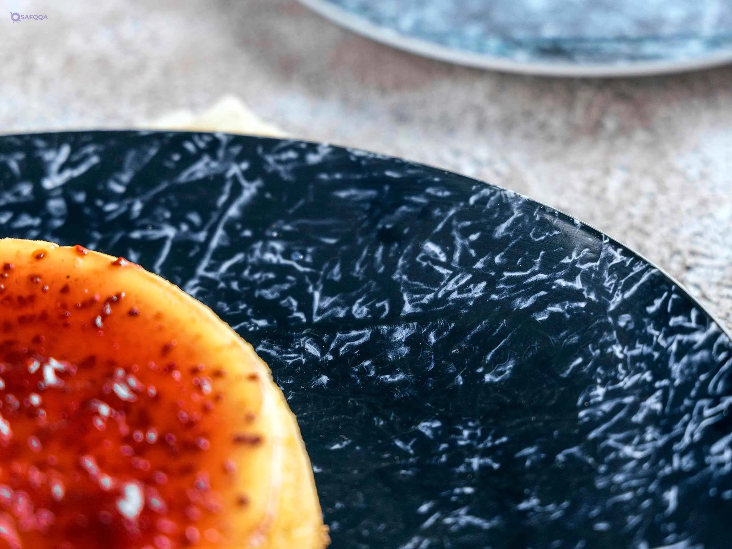 7-Piece Dessert Set – Porcelain, Marble Black Turquoise - Safqqa