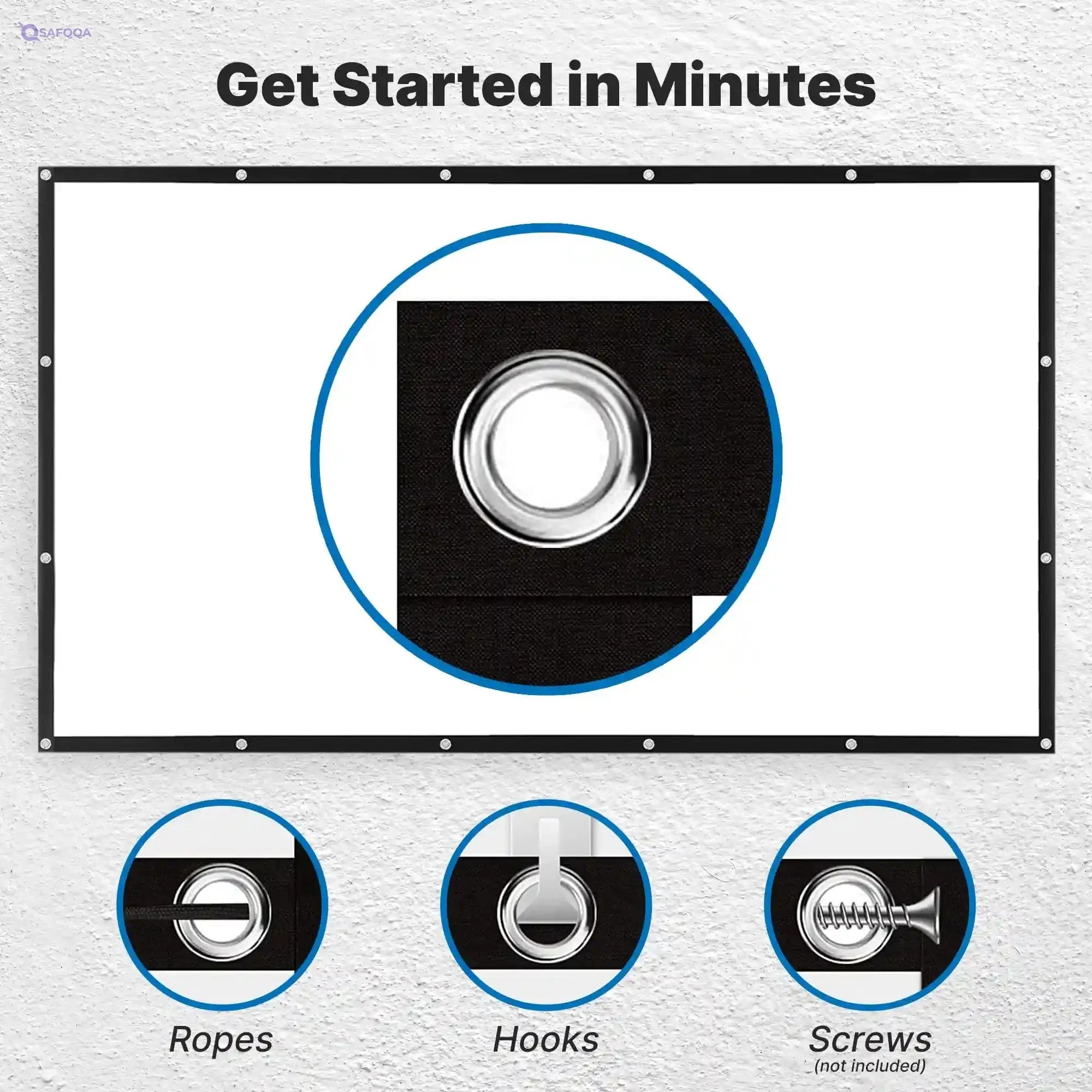 Pyle Foldable Portable Projector Screen - 120" 16:9 HD 4K Lightweight Indoor Outdoor Anti-Crease Movie Projection Display - for Home Theater, Party, Office, Classroom - Safqqa