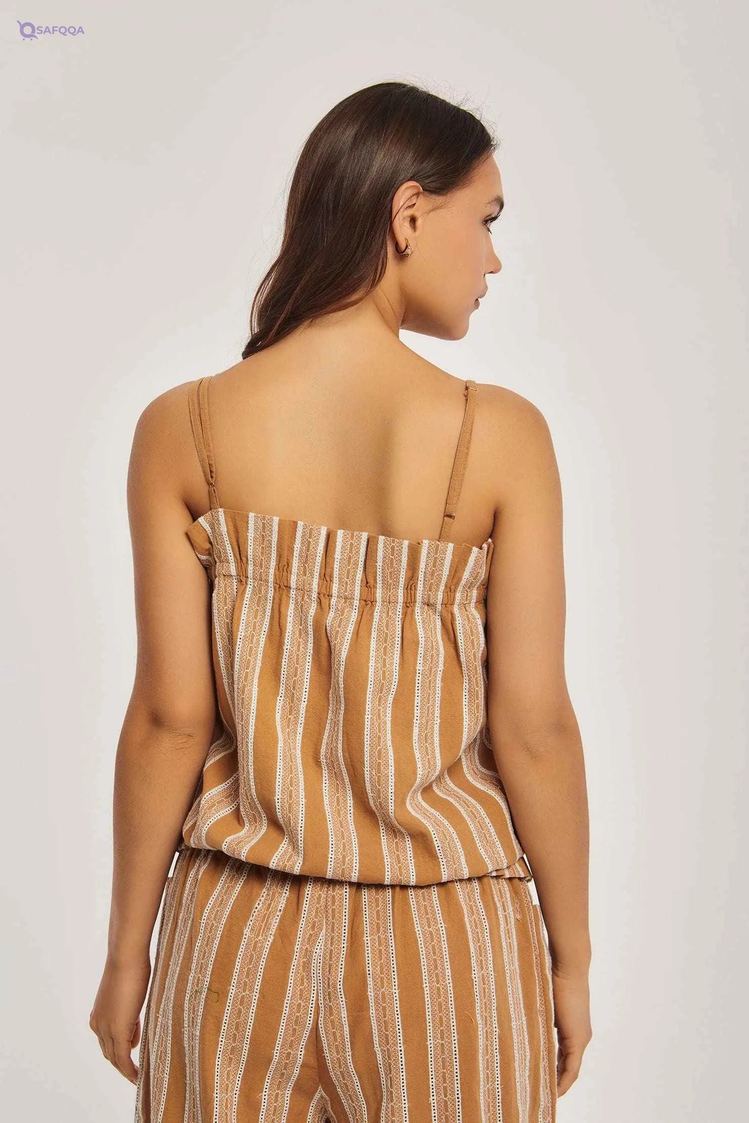 DARE Women's Sleeveless Embroidered Strap Top with Contrast Detailing - Safqqa Egypt