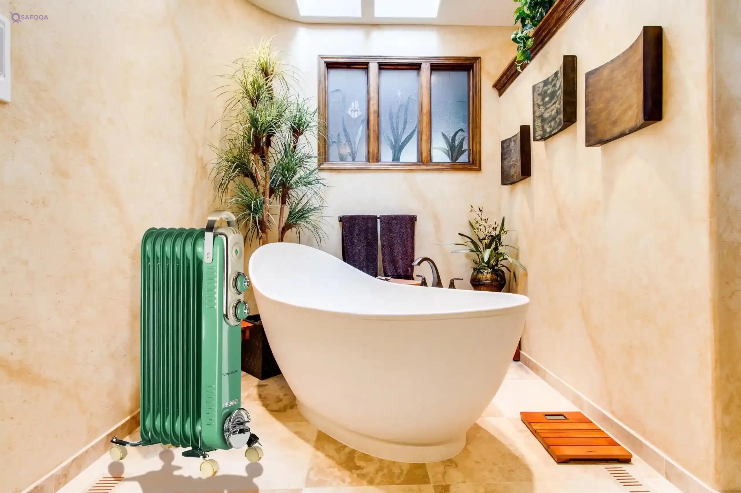 Ariete Vintage Oil Radiator, 7 Heating Elements, 1500W, 3 Power Levels, Handle and Wheels for Easy Transport, Green (By De'longhi Group) Frame may be gold or silver - Safqqa Egypt