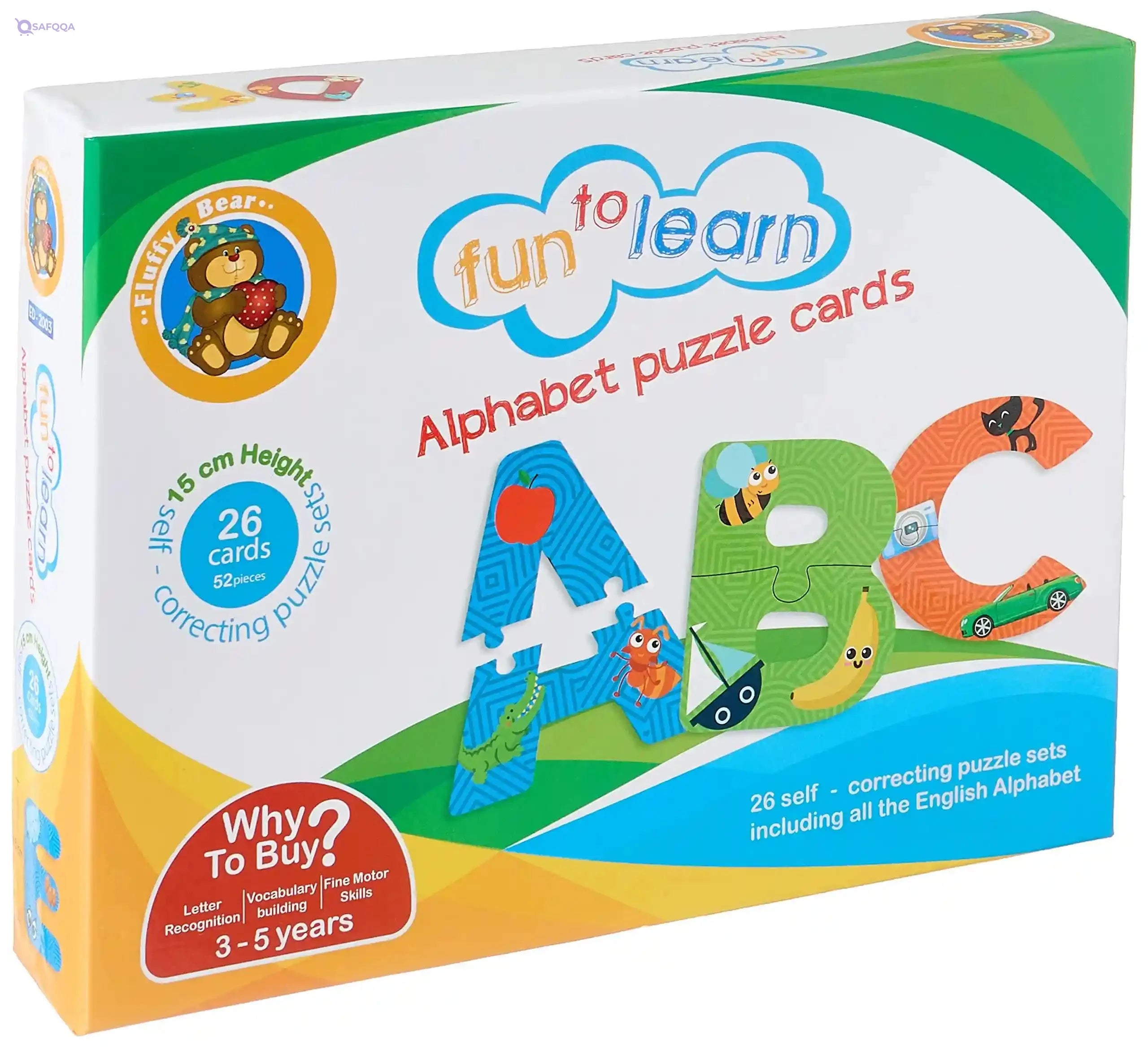 Fluffy Bear ED-2003 Alphabet Cards Puzzle - Multi Color - Safqqa Egypt