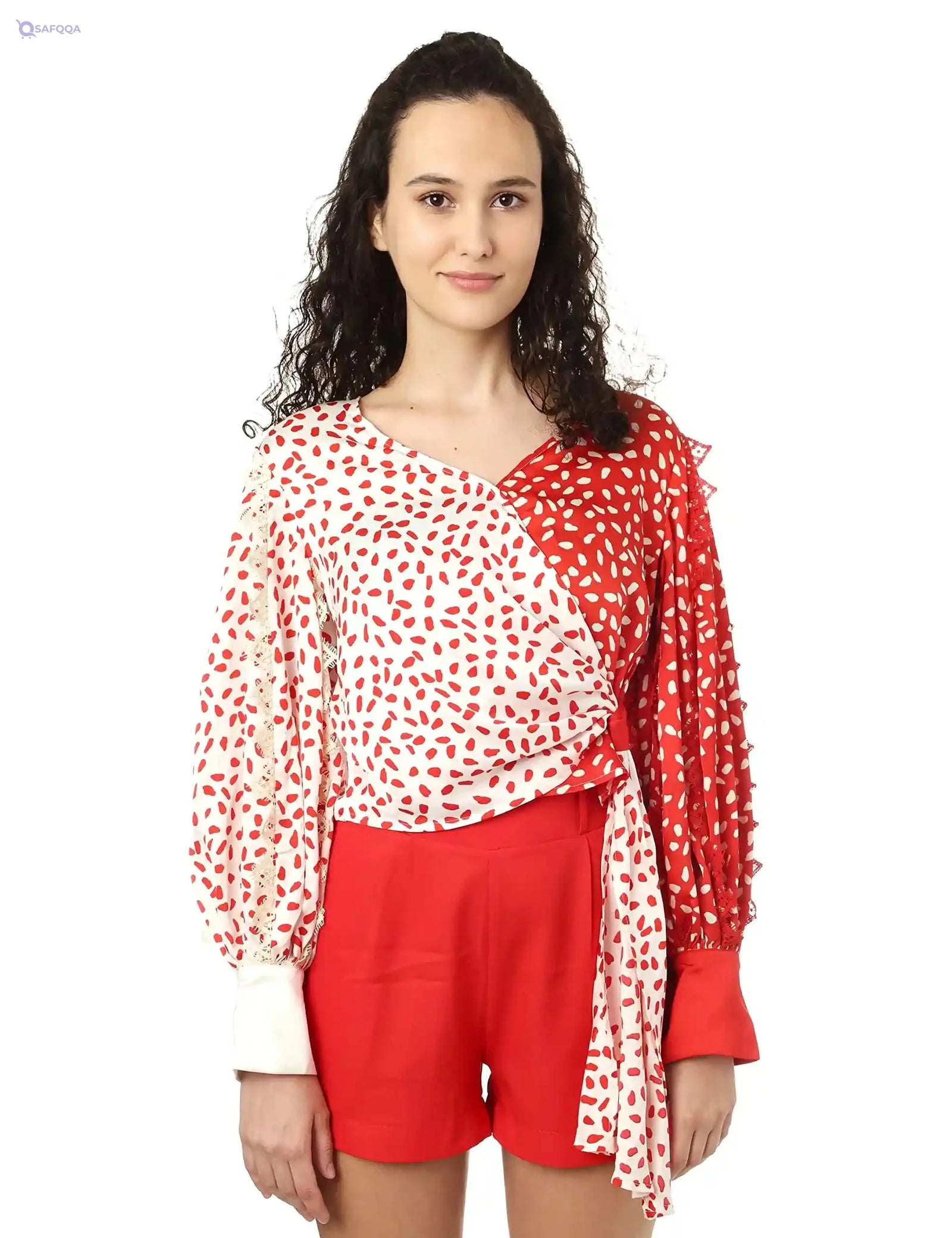 Elle Bishop Sleeves V-Neck Blouse for Women - Safqqa Egypt