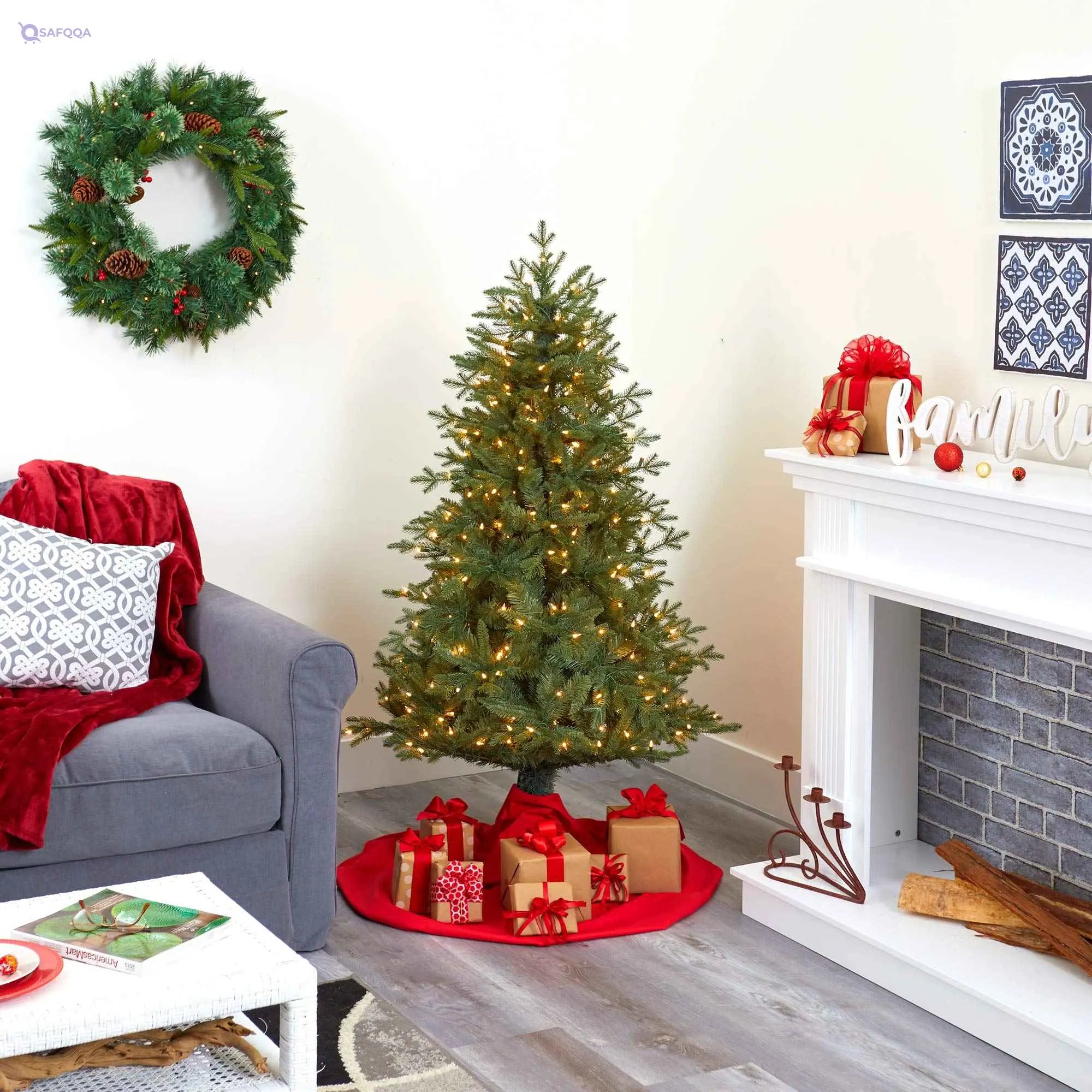 Nearly Natural Artificial Christmas Tree – PVC/PE - Safqqa