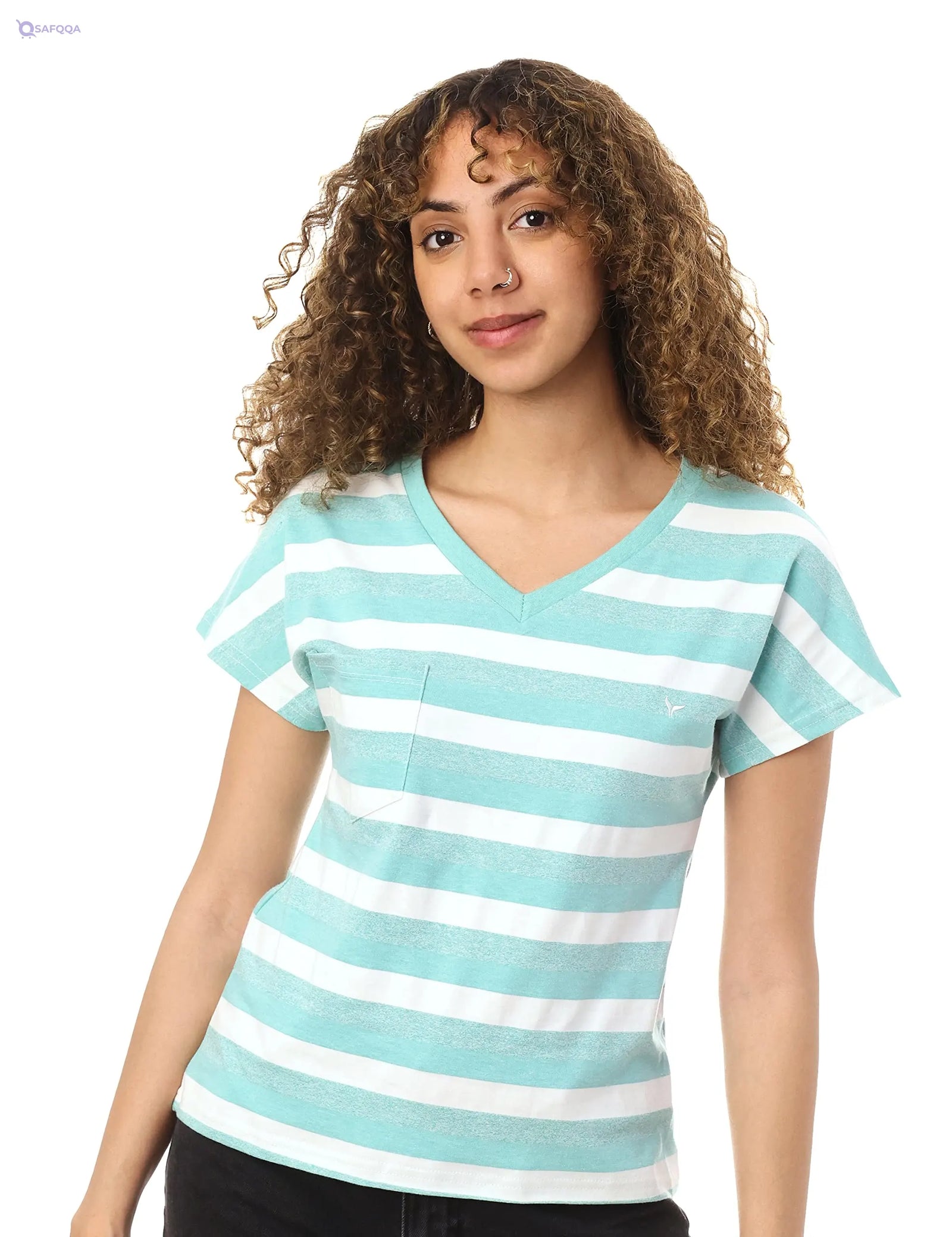 Dockland Stripped T-Shirt For Women,Classic striped design for a timeless look. - Safqqa