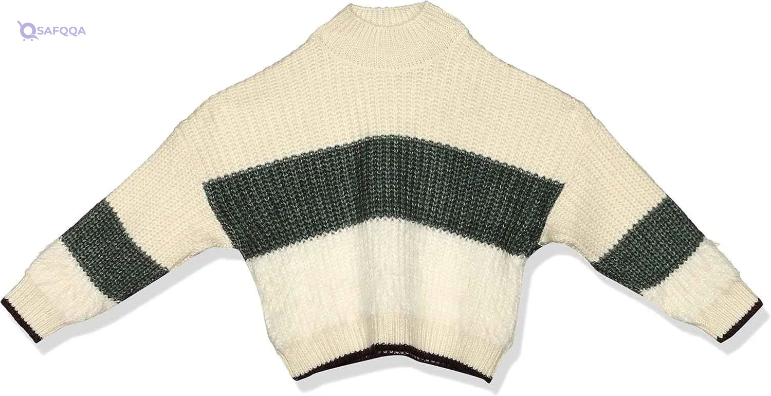 Concrete Girls' Mock Neck Pullover Sweater with Contrast Stripe - Model C521PL4-W23-39N-1069 - Safqqa Egypt