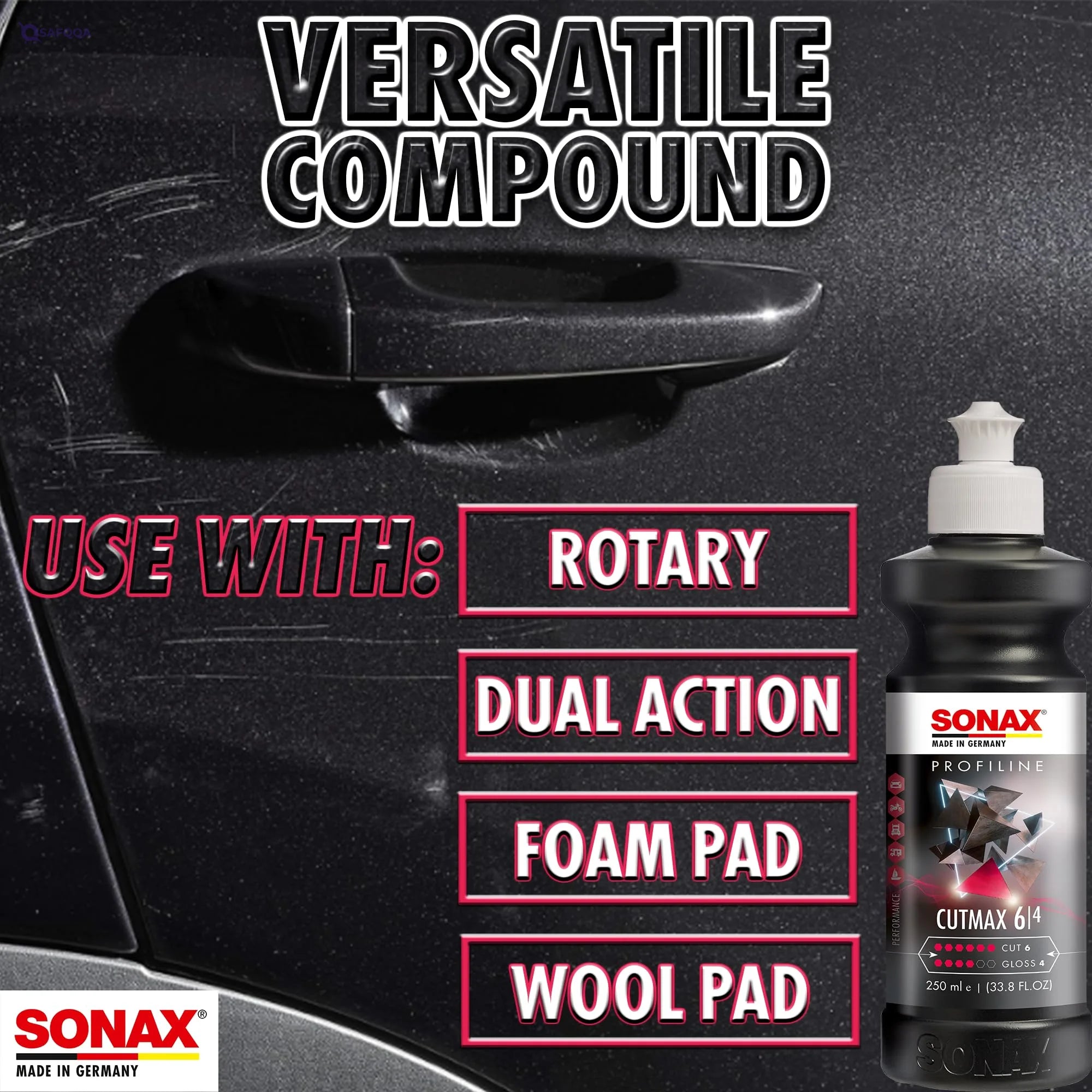 SONAX Profiline CutMax 6/4 – Professional Cutting Compound 250mL for Deep Scratch Removal & High-Gloss Finish - Safqqa