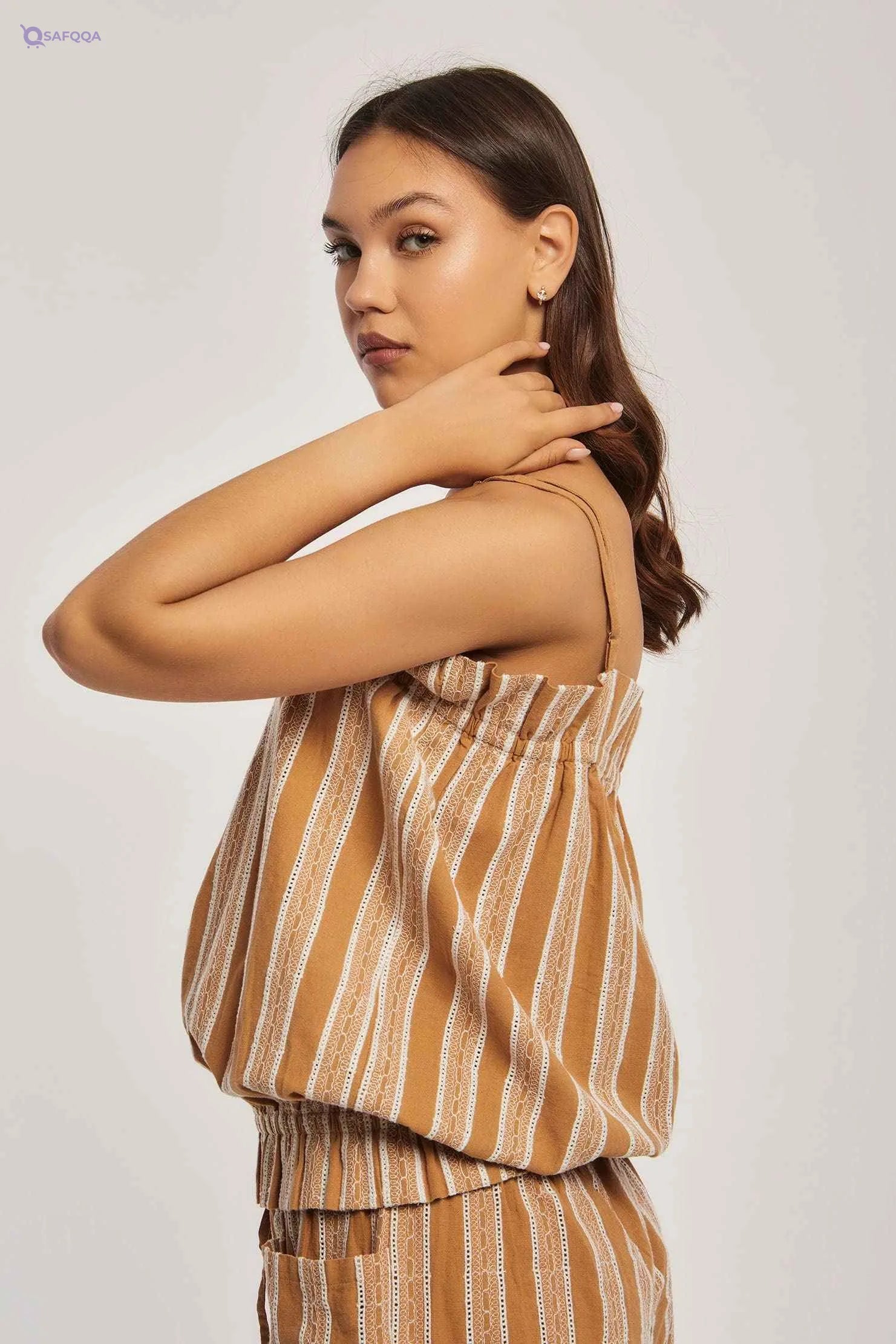 DARE Women's Sleeveless Embroidered Strap Top with Contrast Detailing - Safqqa Egypt