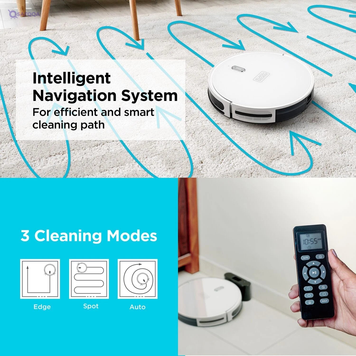 Black & Decker Robotic Vacuum Cleaner & Mop – Alexa & Google Assistant Enabled - Safqqa
