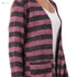 Jamila Women Striped Front Pockets Long Sleeves Open Cotton Cardigan - Safqqa