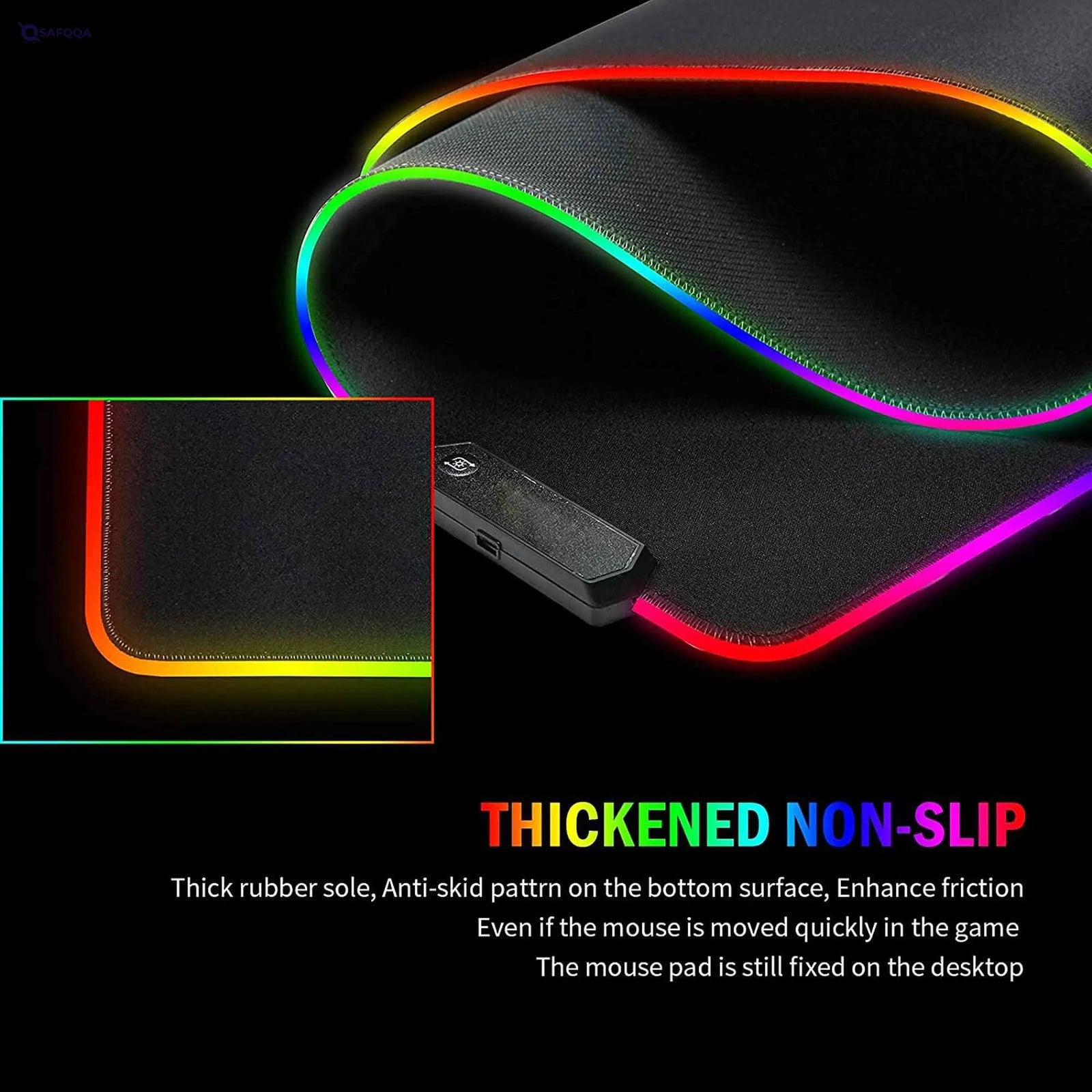 Tkoofn RGB Large Mouse Pad 800x300x3 mm, Colorful LED Light Keyboard Mat Game Playing Mouse Pad, Extended Large Desk Pad for PC Laptop 800 x 300 mm - Safqqa