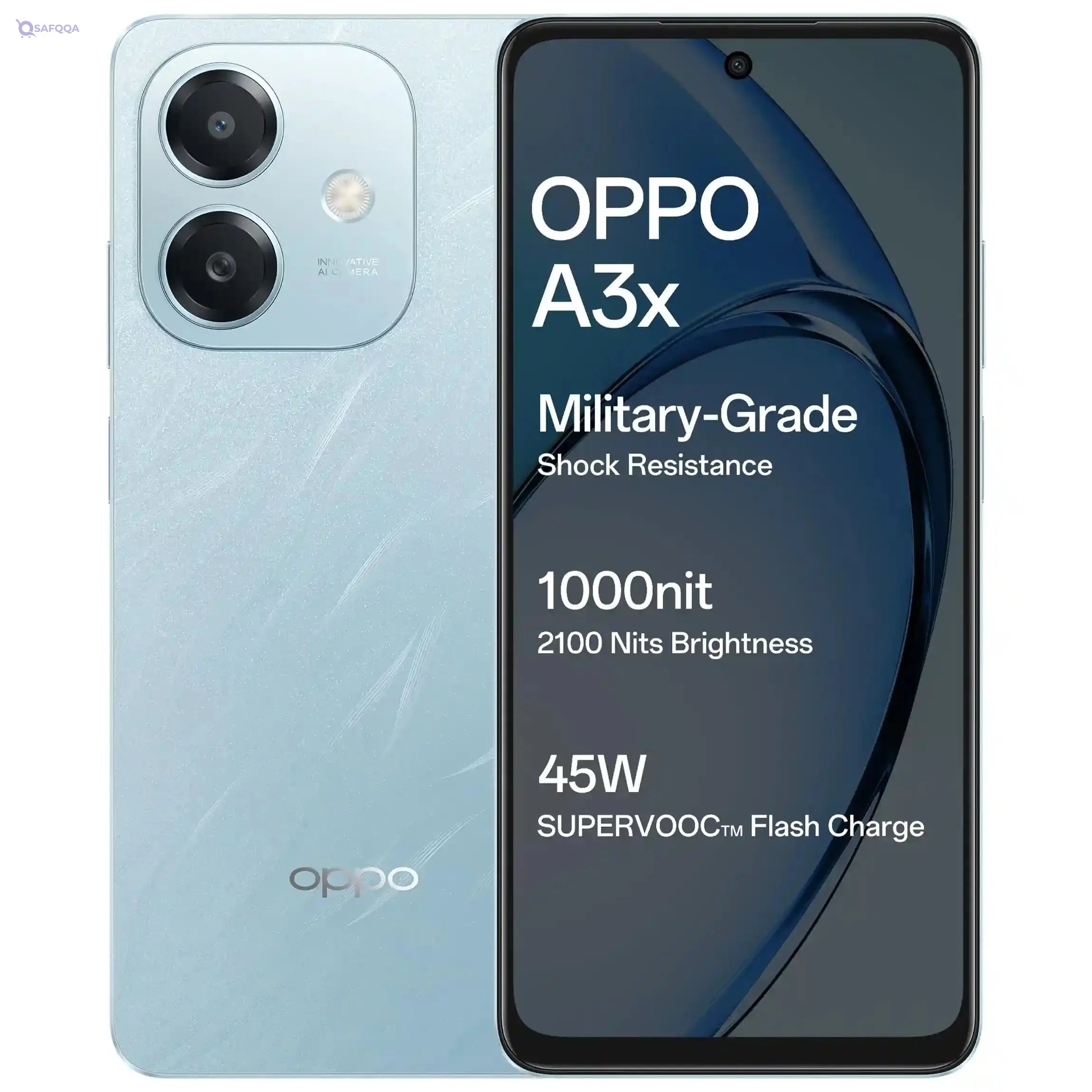 OPPO A3X 4G (Ocean Blue, 4GB RAM, 64GB Storage) Zero Tax | ✅ Official Warranty Included - Safqqa Egypt