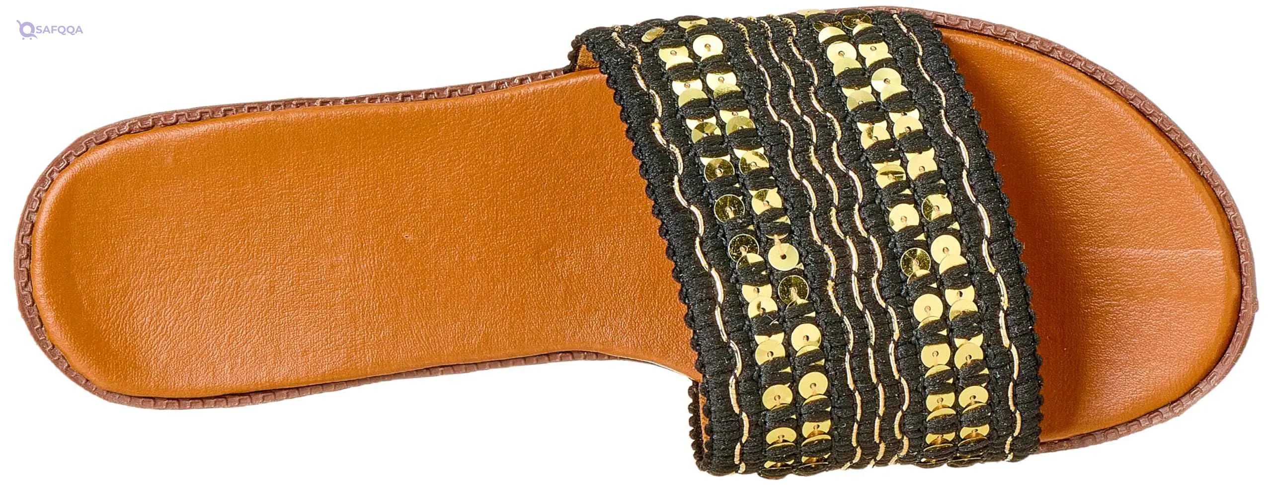 Sway Slides – 1cm Heel, Laced Canvas with a Touch of Gold Glitter - Safqqa Egypt