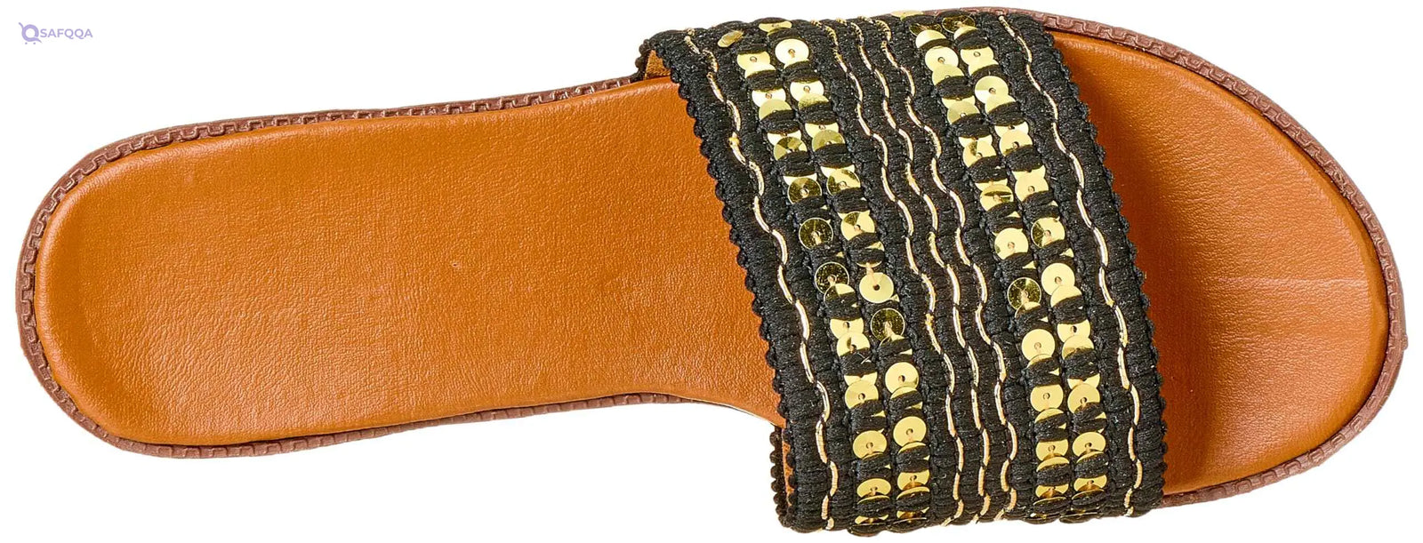 Sway Slides – 1cm Heel, Laced Canvas with a Touch of Gold Glitter - Safqqa Egypt