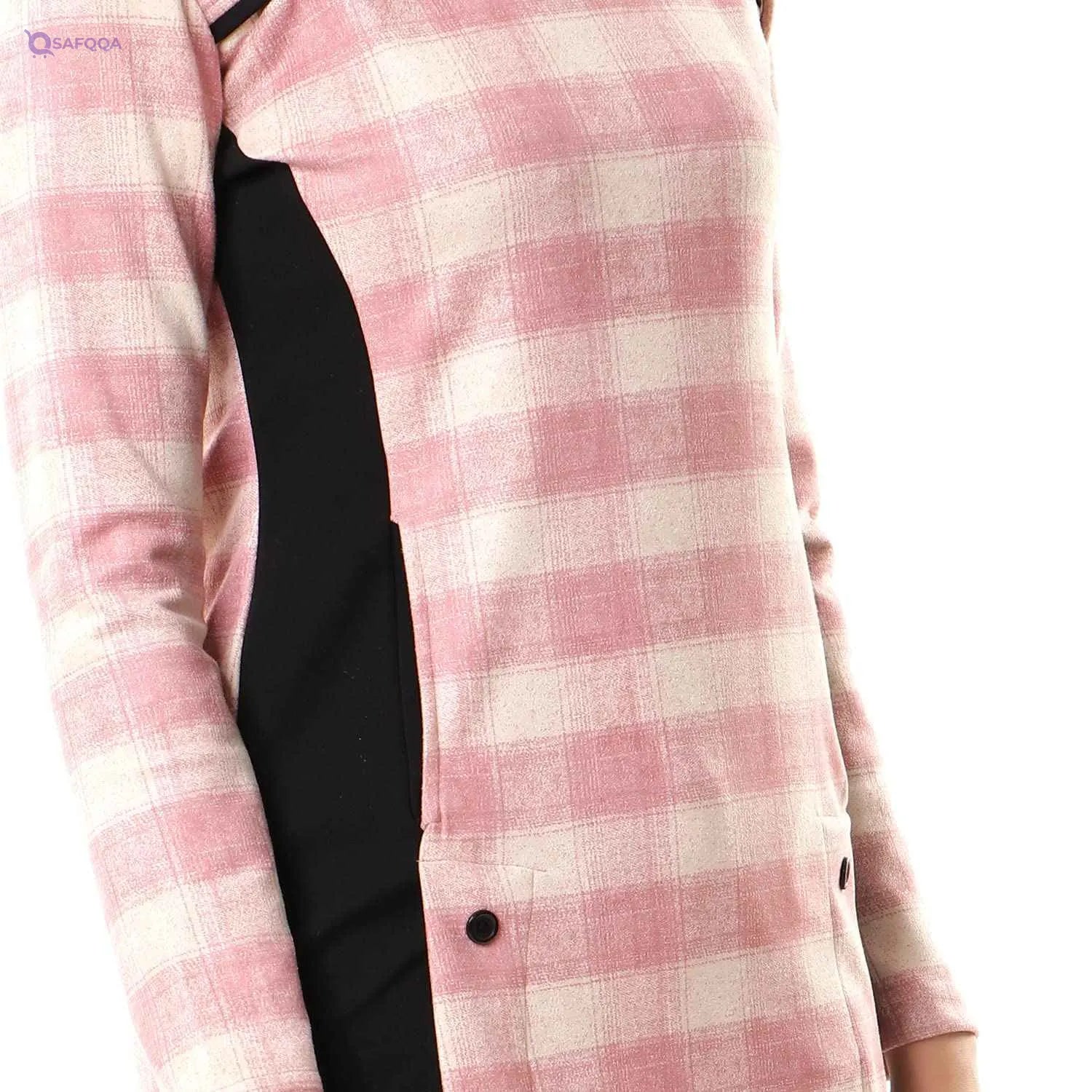 Andora Long Sleeve Plaid Dress With Decorative Buttons For Women,Stylish and versatile for multiple occasions. - Safqqa