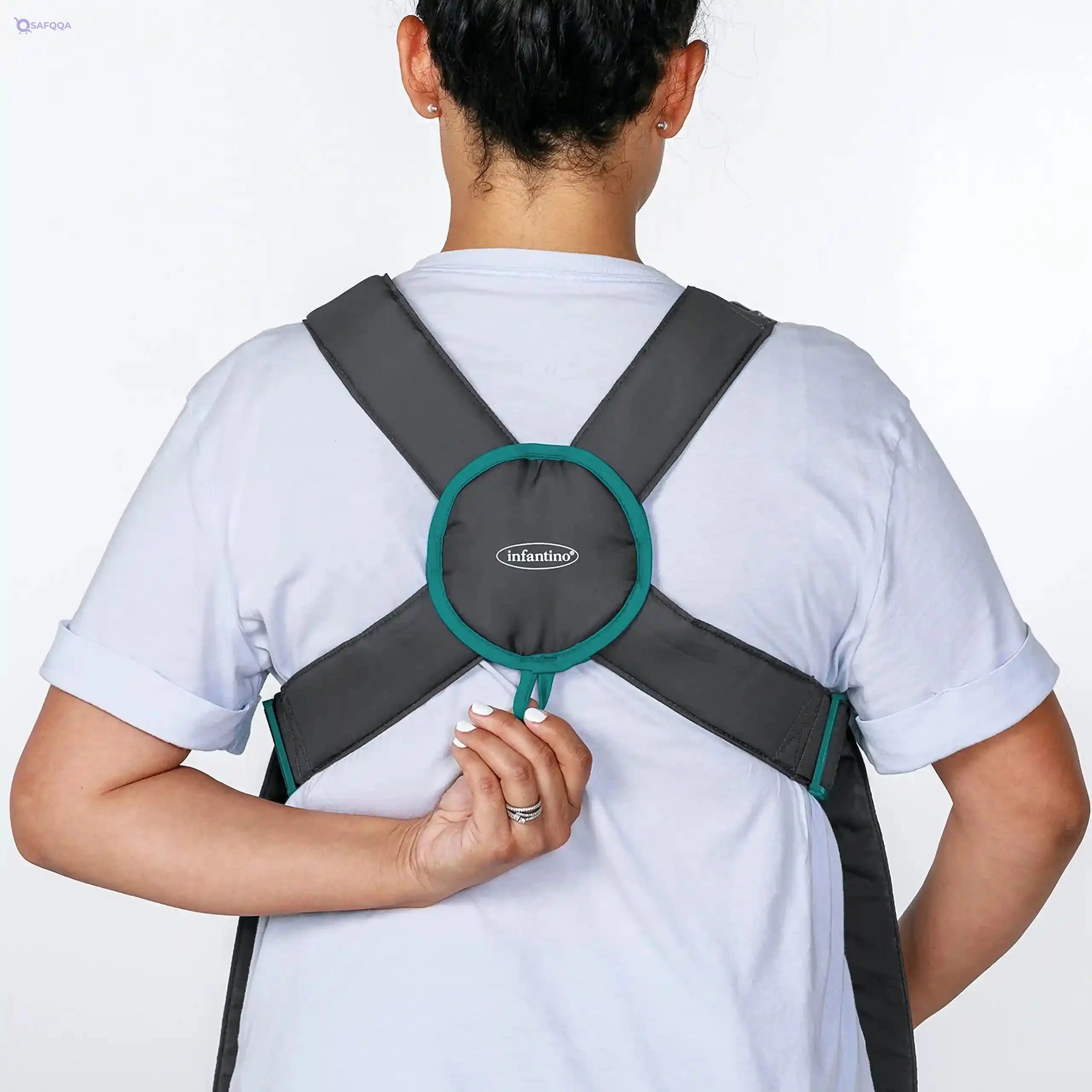 Infantino Classic Carrier with Pocket - 2 Ways to Carry Grey_Carrier with Wonder Bib & Essentials Storage Front Pocket, Adjustable Back Strap, Inward & Outward Facing, Easy Clean Material - Safqqa