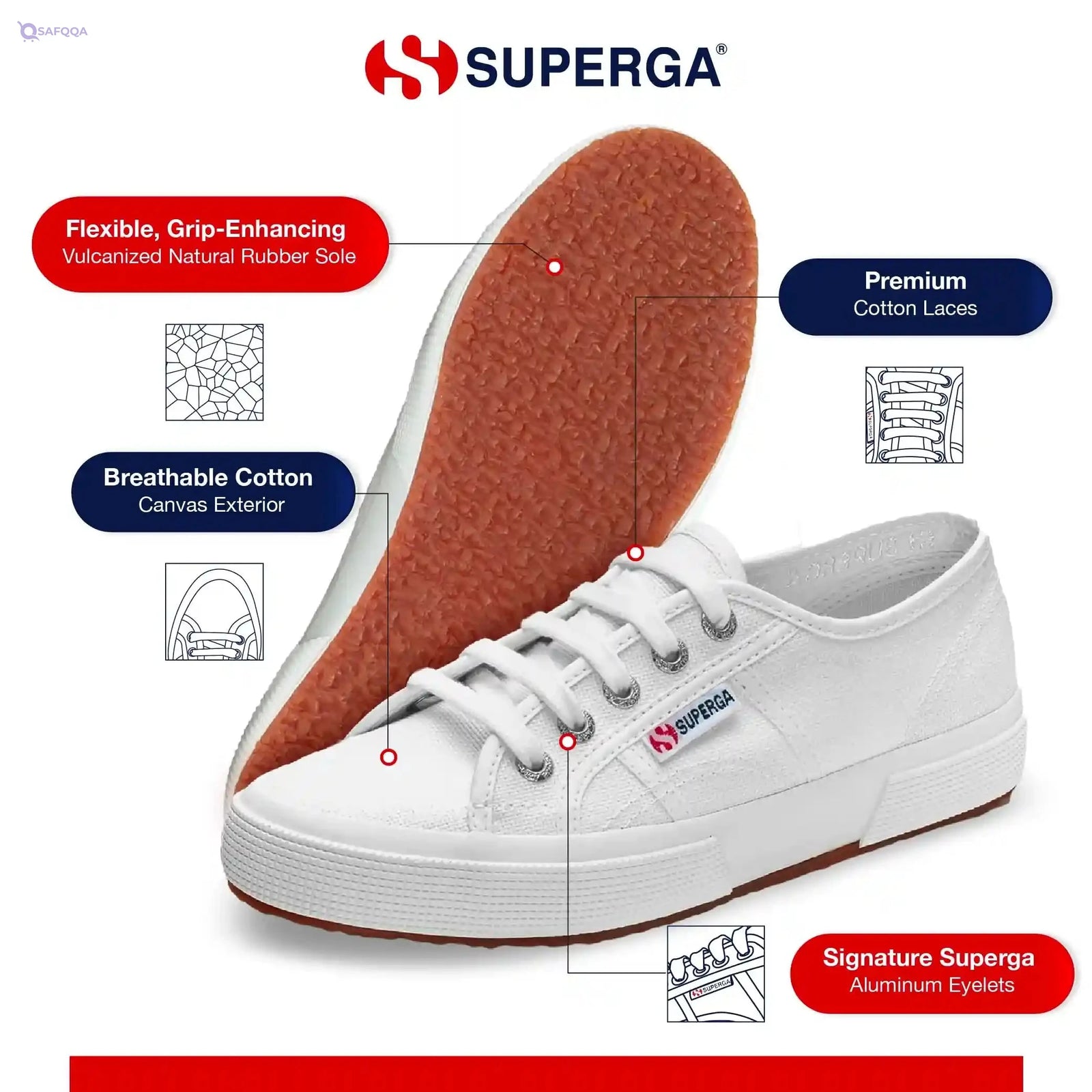 Superga Shoes For Women Cushioned insole for all-day comfort - Safqqa