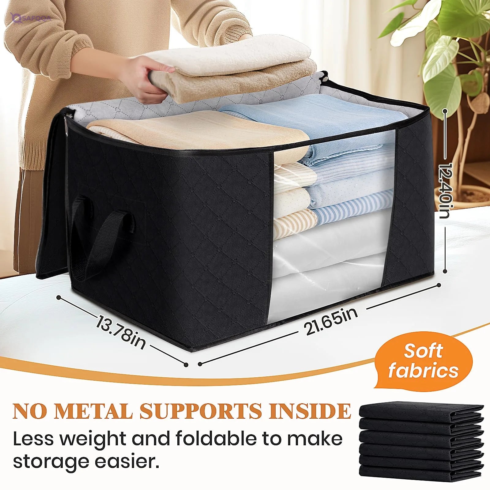 Blanket Storage Bag, Black, Acacia - Safqqa