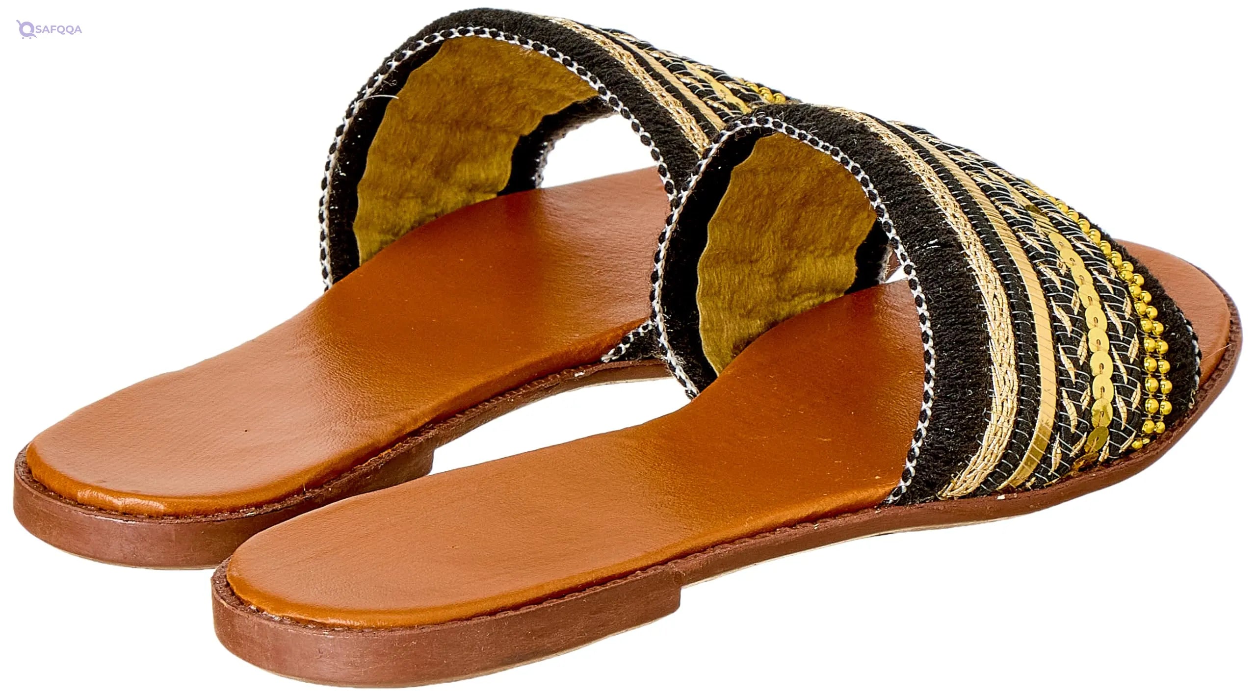SWAY Slippers ,Lace Fabric Arabesque Style Embroidery Strap For Women,Lightweight and durable design. - Safqqa