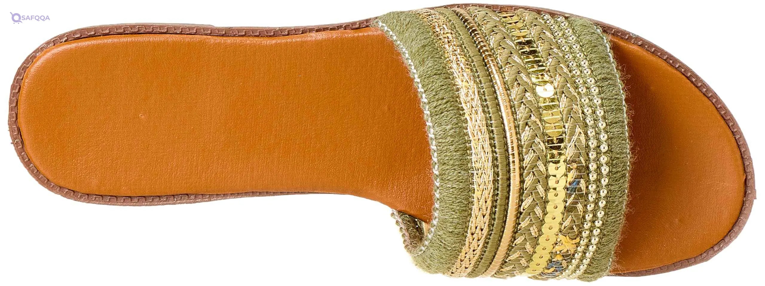 Sway Slides – 1cm Heel, Lace Fabric with Arabesque Embroidery Strap - Safqqa Egypt
