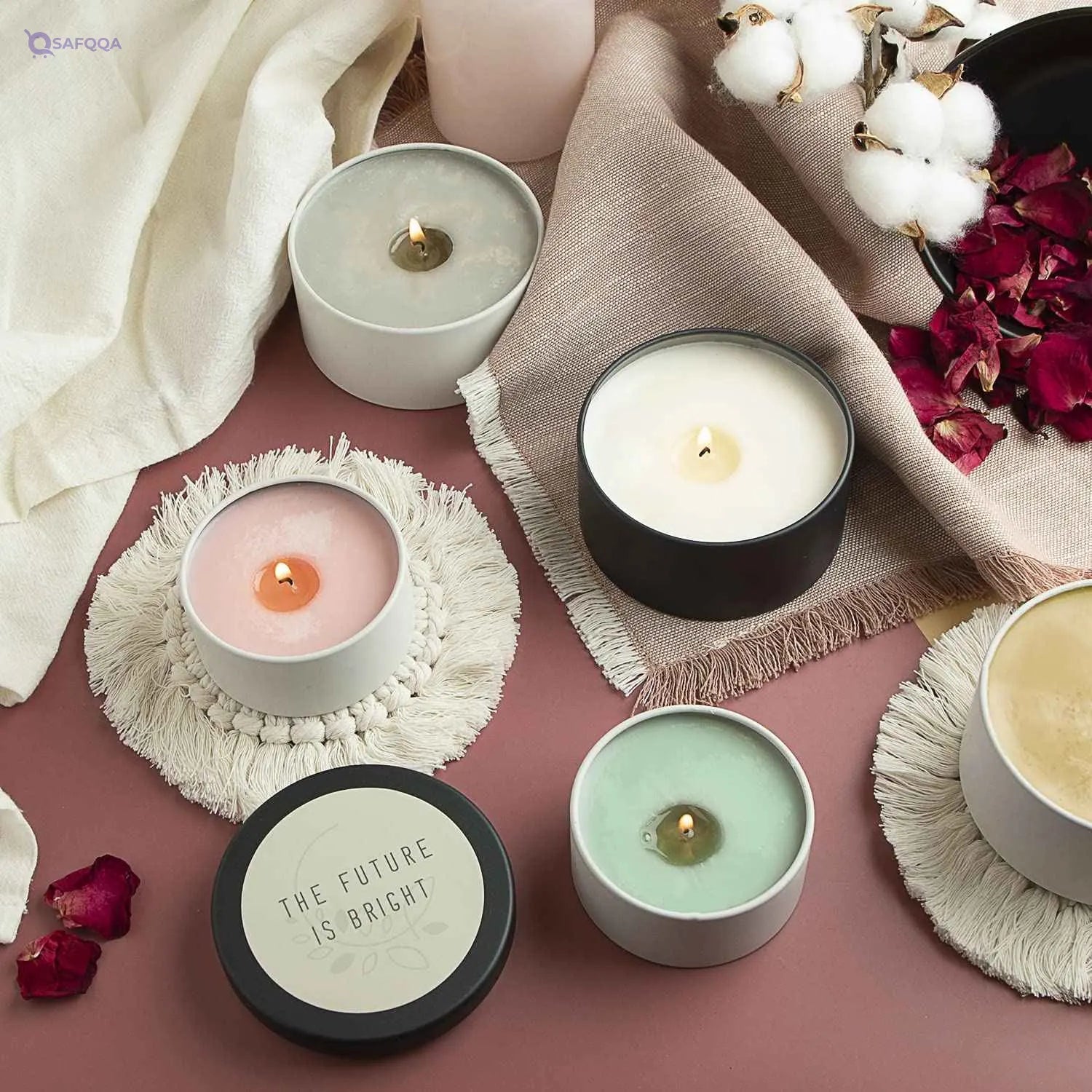 Hearth & Harbor Tin Candle Jars for Making Candles - DIY Containers with Lids Metal Bulk Tins Storage (12 Pieces) - (8 Ounces) Solid Black and White - Safqqa