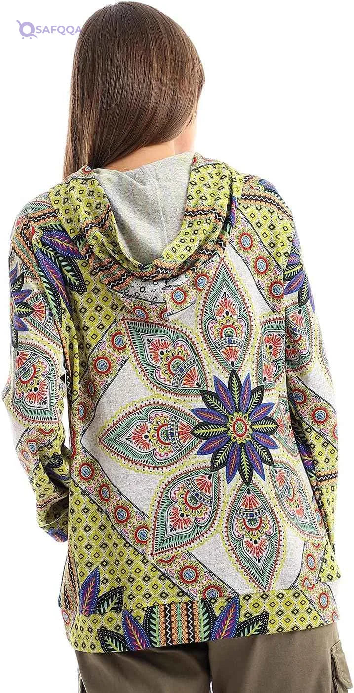 Kady Women's Printed Loose Hoodie - Lemon Long Sleeve Shirt - Safqqa Egypt