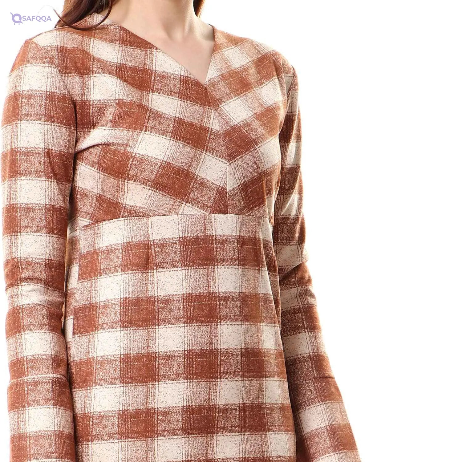 Andora Long Sleeve Plaid Dress For Women,Flattering fit suitable for various body types. - Safqqa