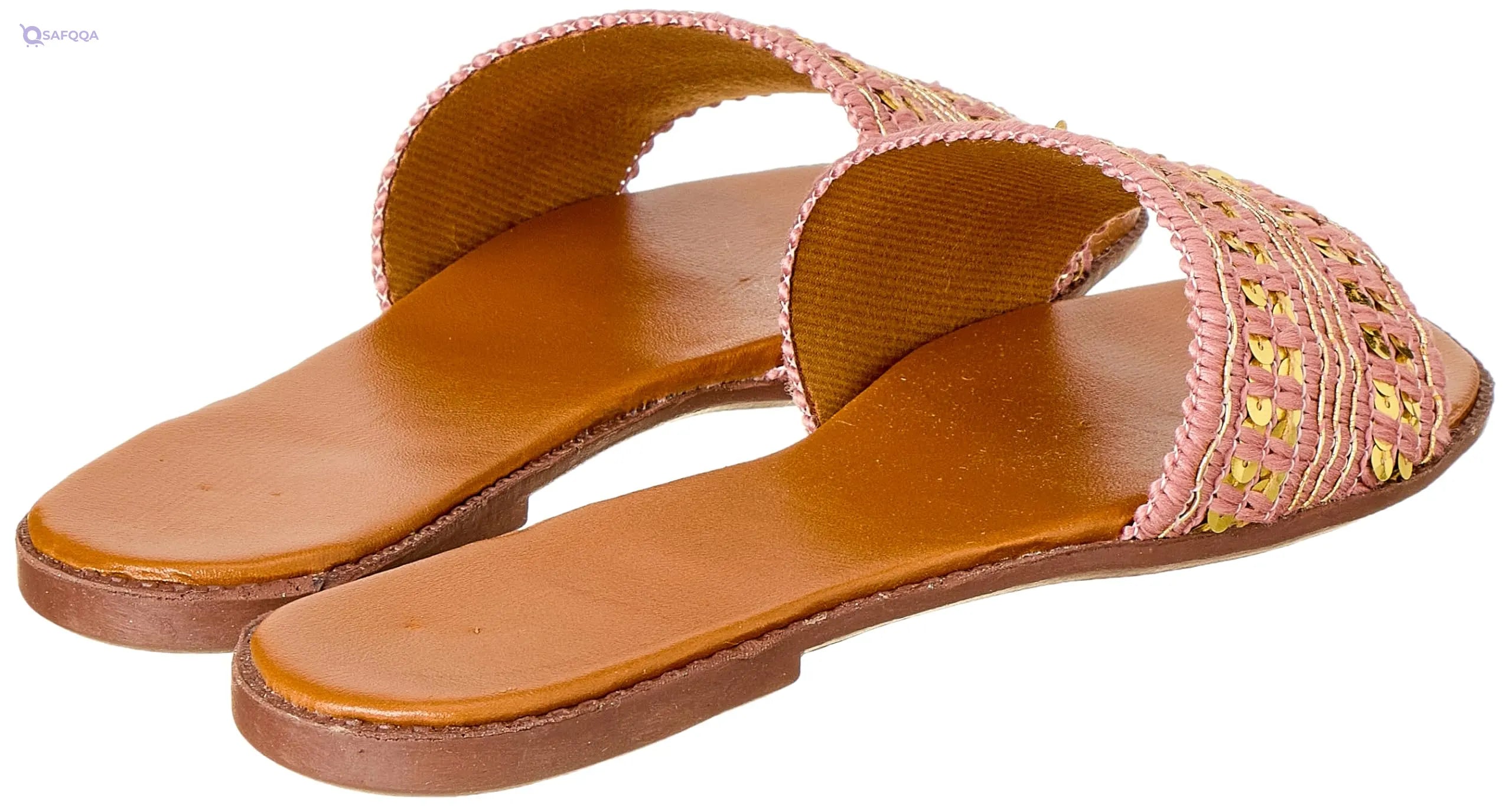 SWAY slippers ,laced canvas with a touch of gold glitter For Women,Soft cushioned insole for all-day comfort. - Safqqa